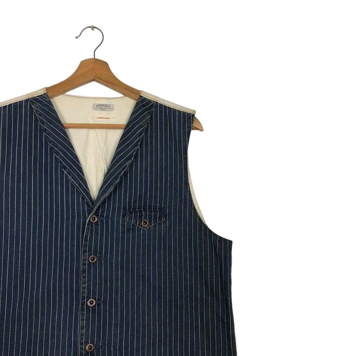 Eternal 🔥VINTAGE WAIST COATS VEST ETERNAL HICKORY CHORE STRIPED Size US L / EU 52-54 / 3 - 8 Thumbnail