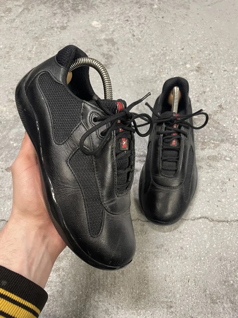 Prada × Vintage 2000s Prada America s Cup Black Leather Low