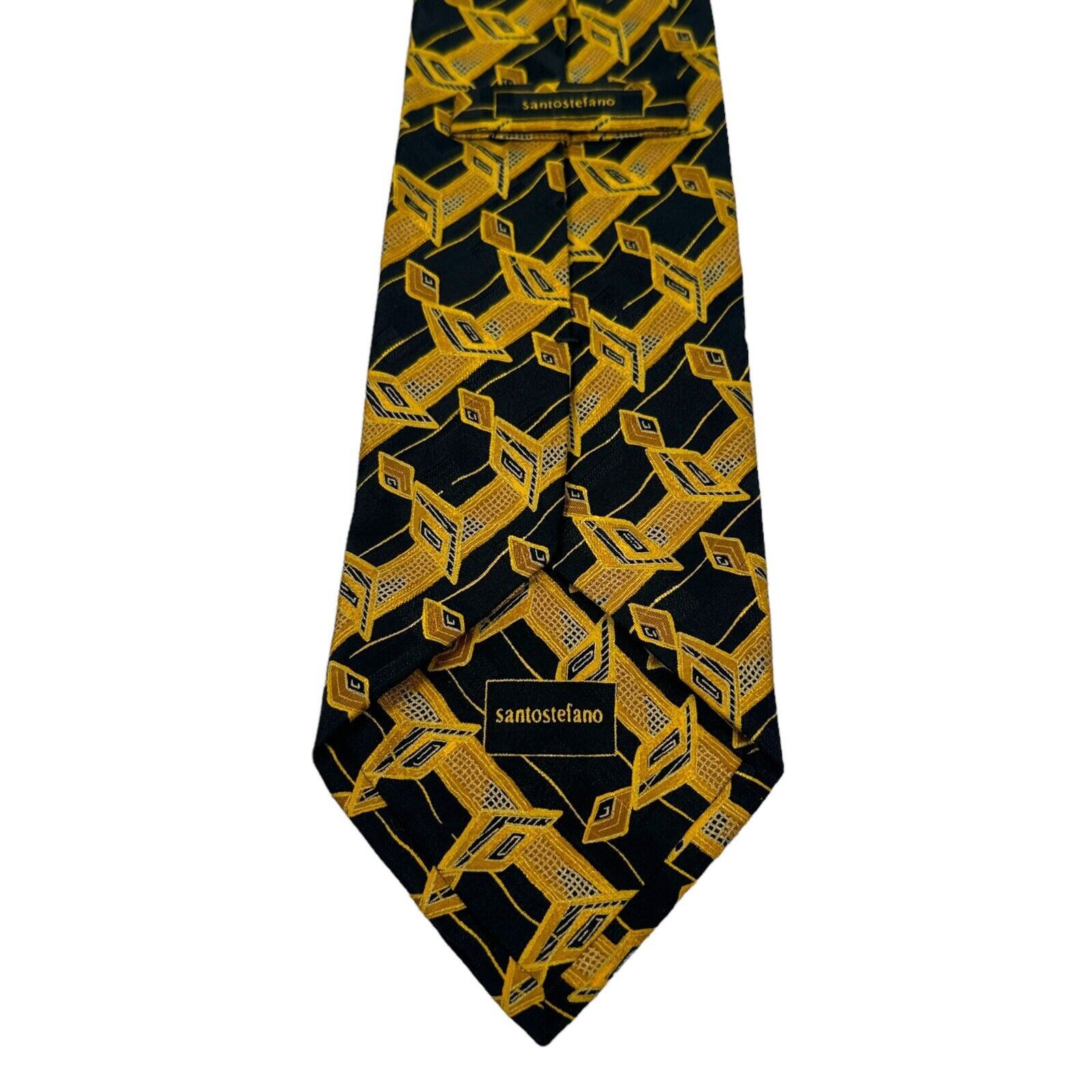 Santostefano SANTOSTEFANO Mens Tie 100% Silk Geometric Argyle Neck Tie Size ONE SIZE - 3 Thumbnail