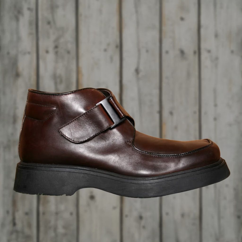 Vintage VINTAGE PIERO CERVI Brown Leather Chunky Monk Strap Boots SHOE 41 ≈ US 8.5 Mens Leather Upper Size US 9 / EU 42 - 1 Thumbnail