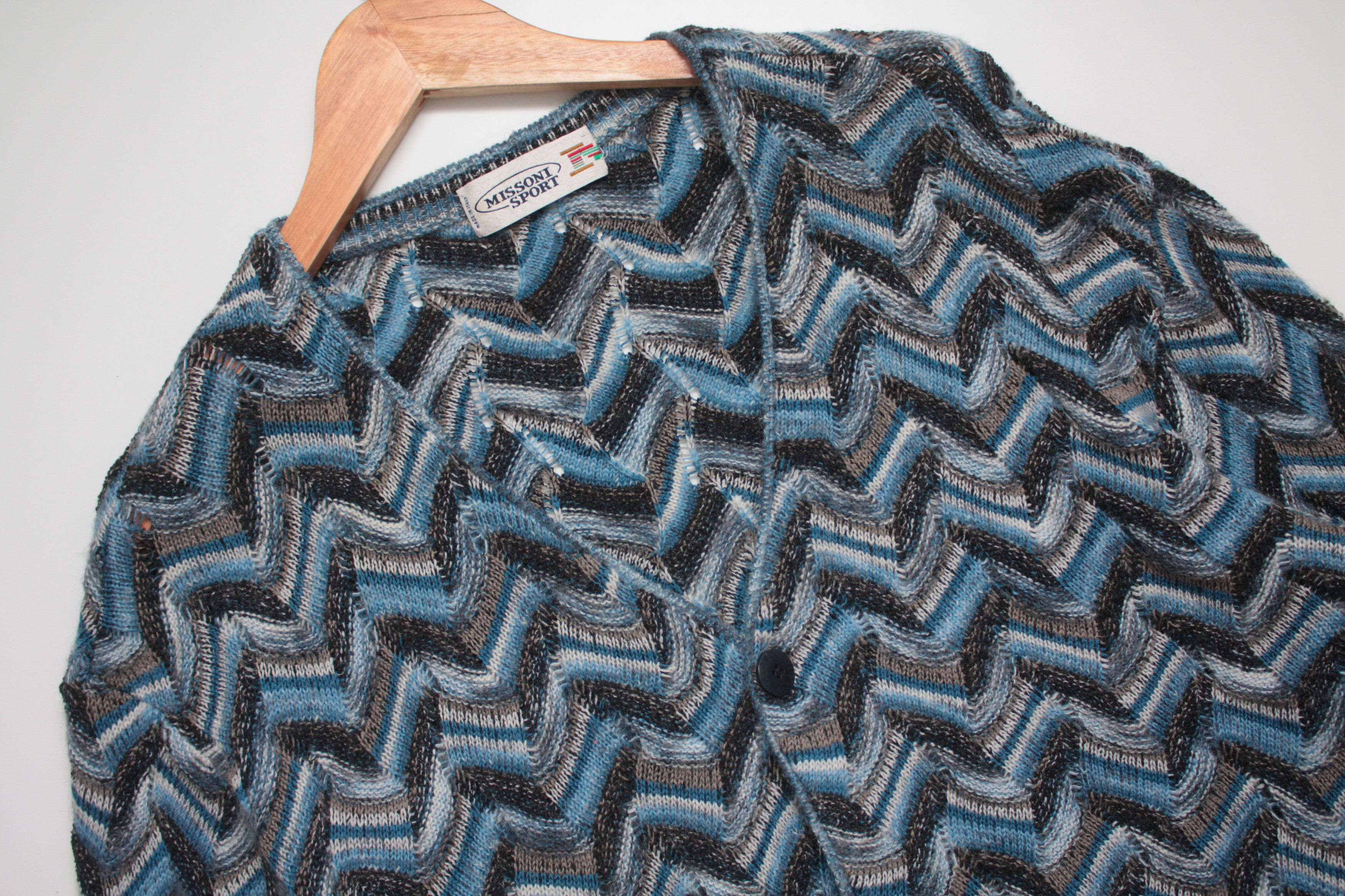 Missoni Sport Wool Mohair Blend V-Neck Cardigan Men's 54