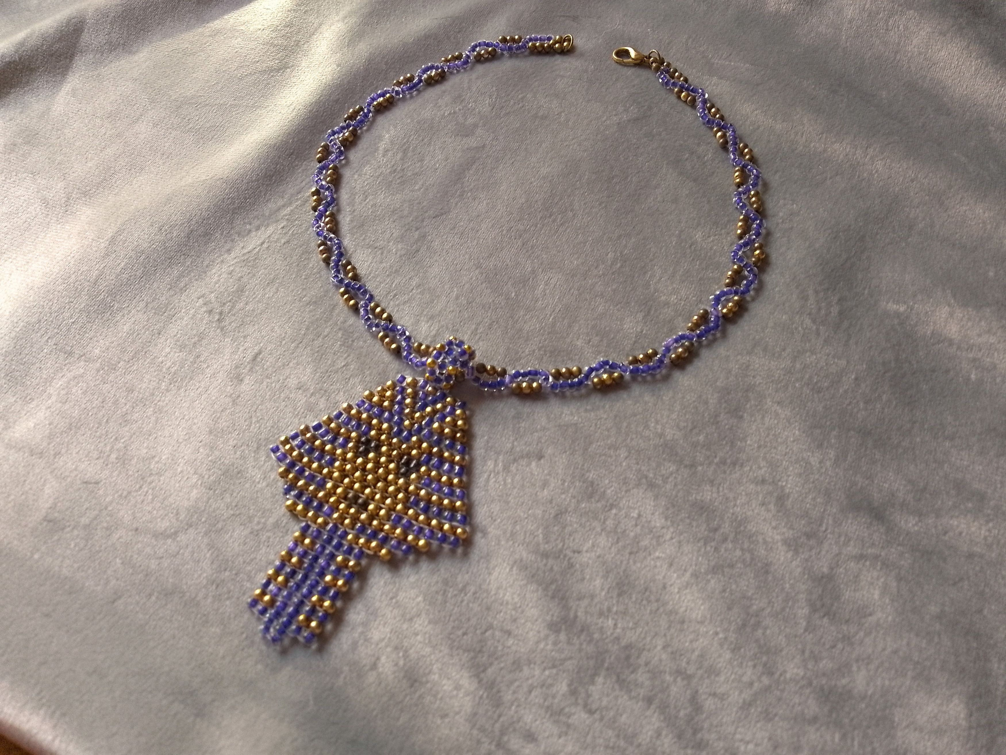 Handmade Necklace Blue/Gold Egyptian Ethnic Cleopatra Elegant Size ONE SIZE - 1 Thumbnail