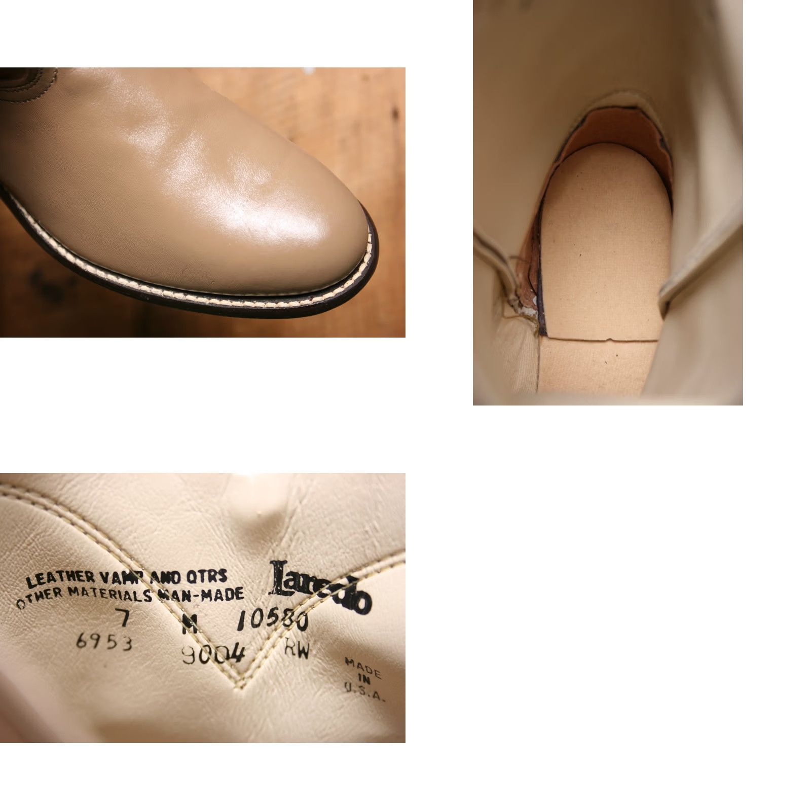 Vintage VINTAGE LAREDO Boots Western 10" Tan Leather 7M Women's Size 7M Boot Shoe Leather Outsole Mid-Calf Western Women Mens Boys Girls Size US 7 / IT 37 - 8 Thumbnail