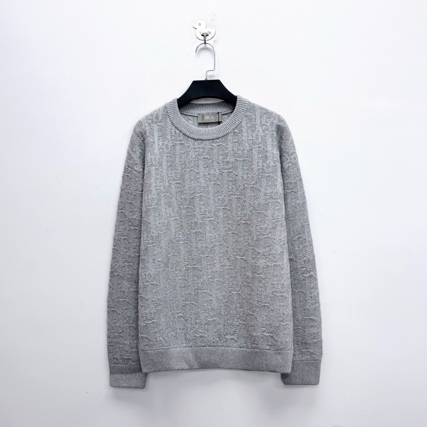 Dior Dior Gray Oblique Jacquard Knit Sweater Size US L / EU 52-54 / 3 - 1 Thumbnail