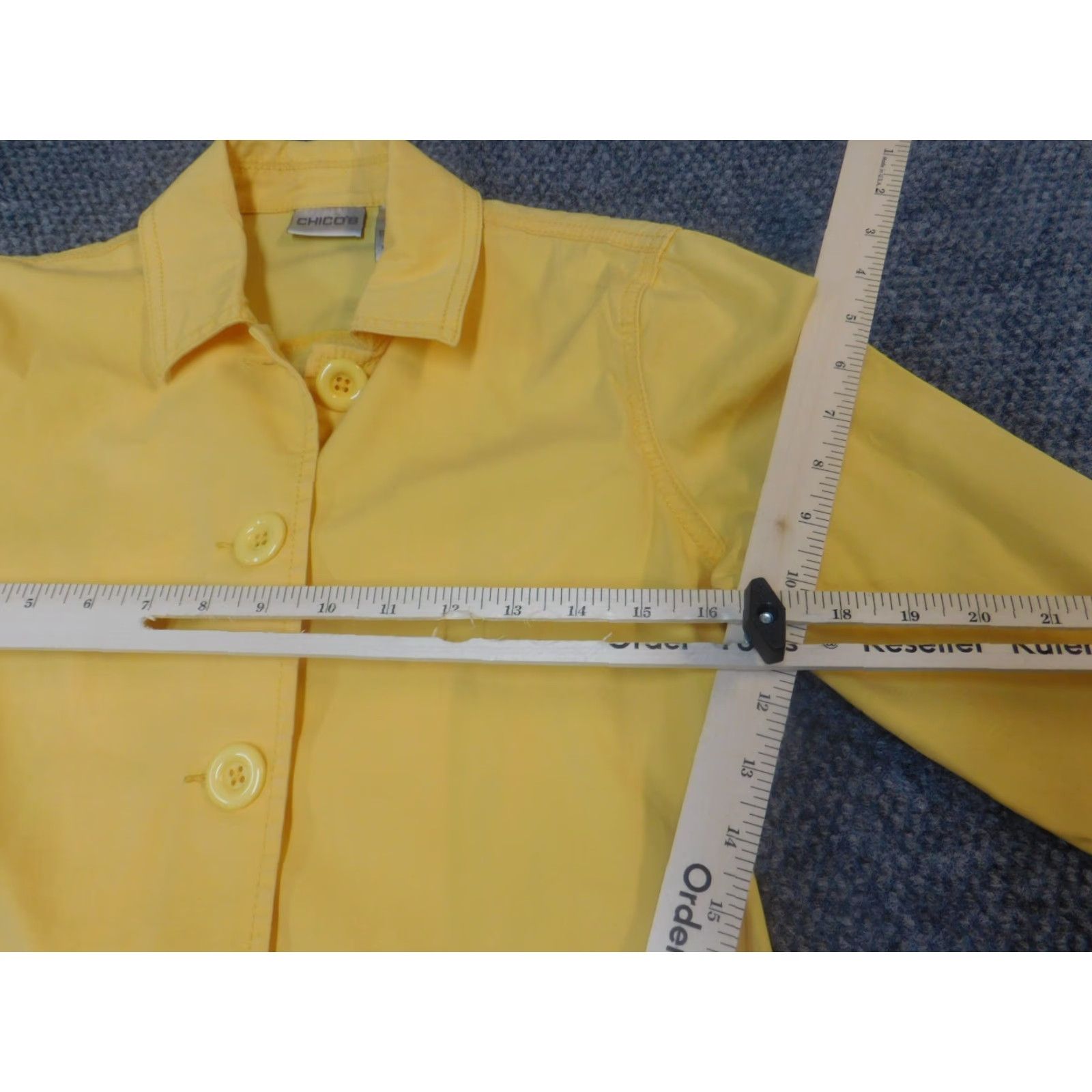 Vintage Chico's Jacket Womens 0 Yellow Button Zip Casual Knit Cotton Blend Size XS / US 0-2 / IT 36-38 - 5 Thumbnail