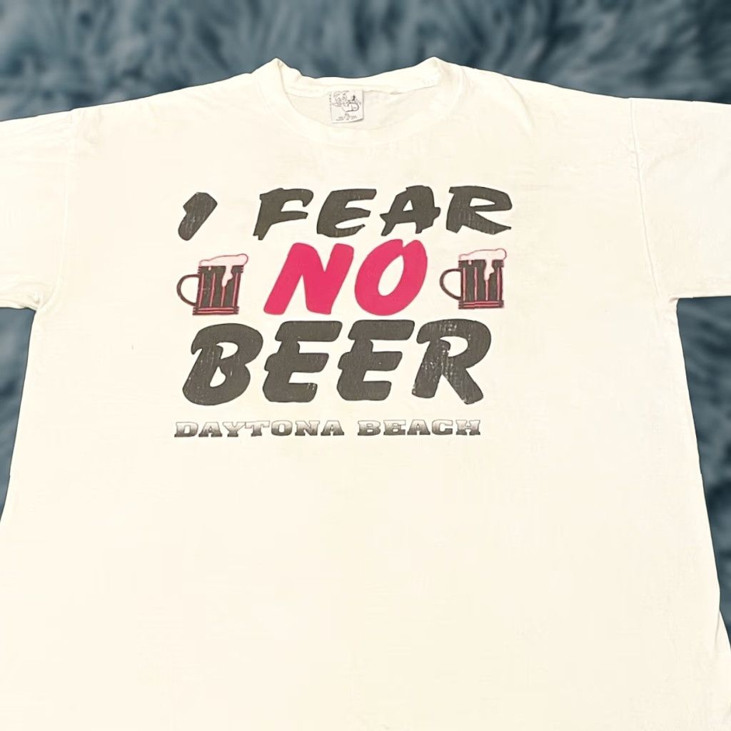 Vintage VINTAGE 90s Daytona Beach Spring Break Bike Week Fear No Beer Shirt Mens XL White Size US XL / EU 56 / 4 - 1 Thumbnail