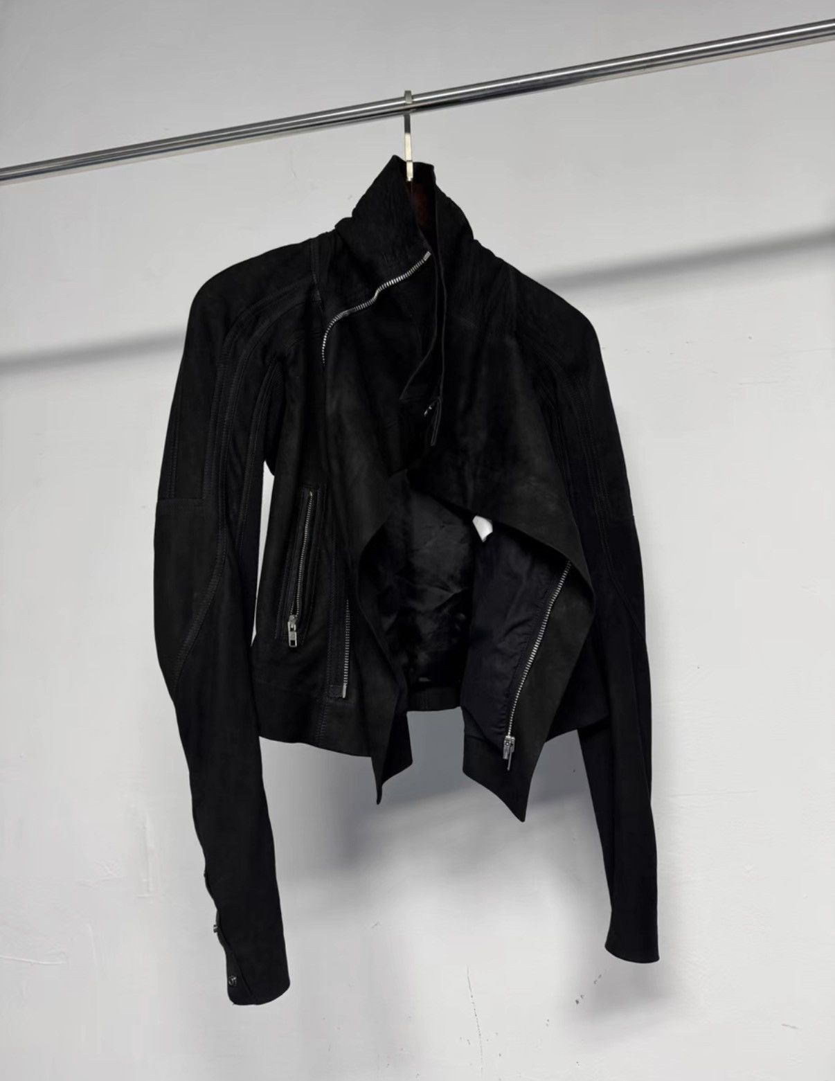 Rick Owens Rick Owens Lambskin & Cowhide Biker Jacket K37 Size US XXS / EU 40 - 1 Thumbnail