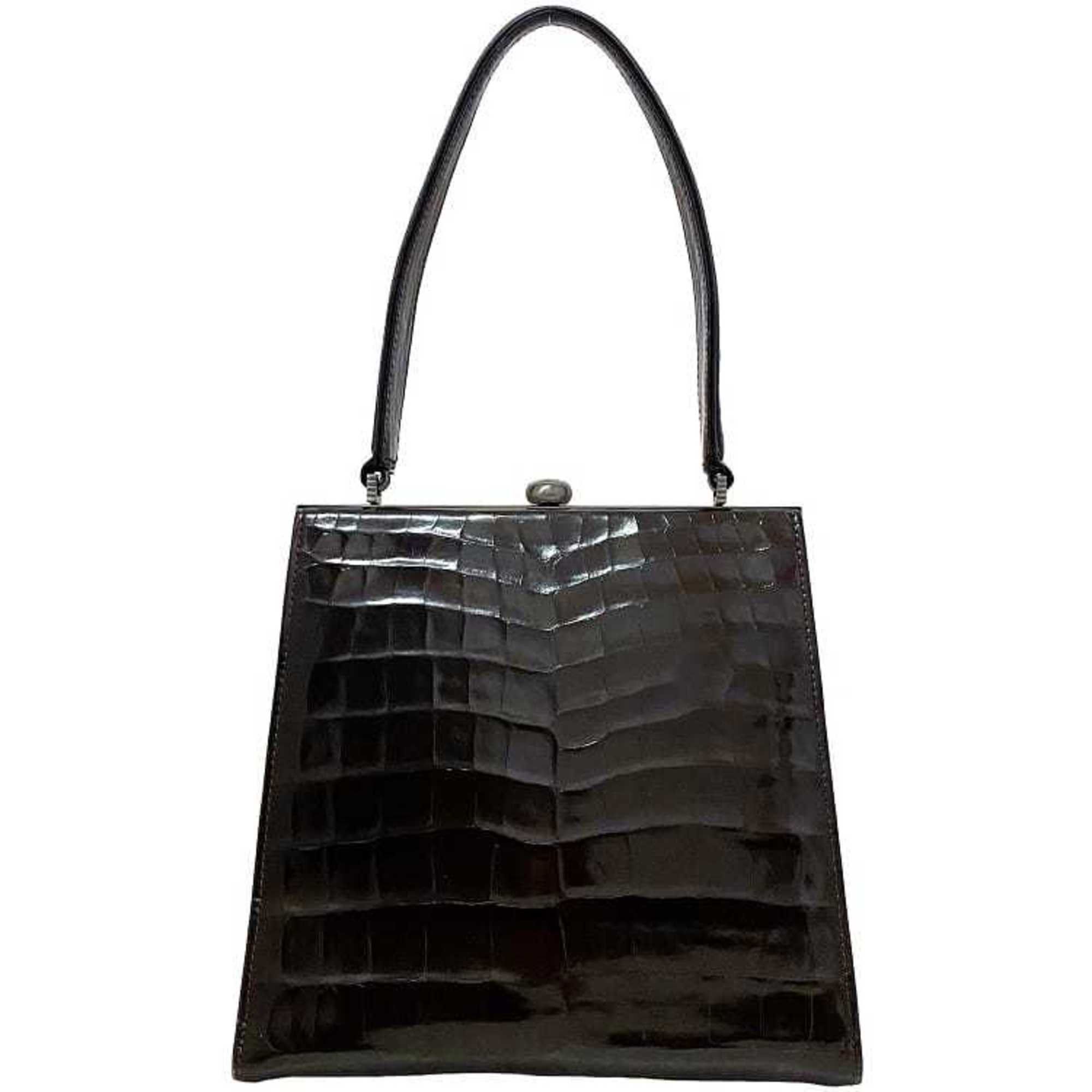 image of Versace Handbag Brown Silver Sunburst Leather Metal Styled Initaly Gamaguchi Tight in Black, Women'