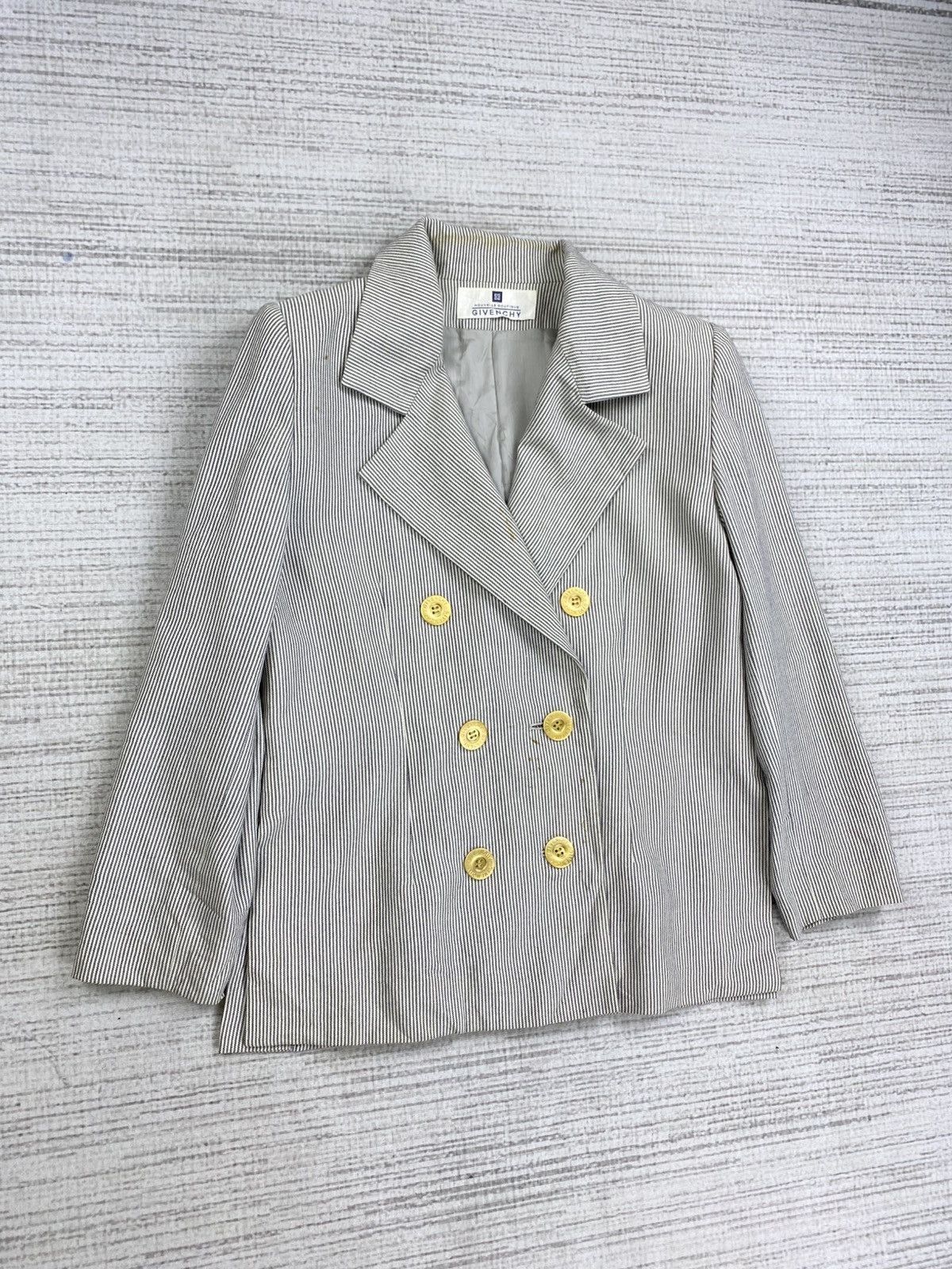 Givenchy × Vintage Vintage GIVENCHY Herringbone Stripe Double Collar Blazer Size US M / EU 48-50 / 2 - 3 Thumbnail