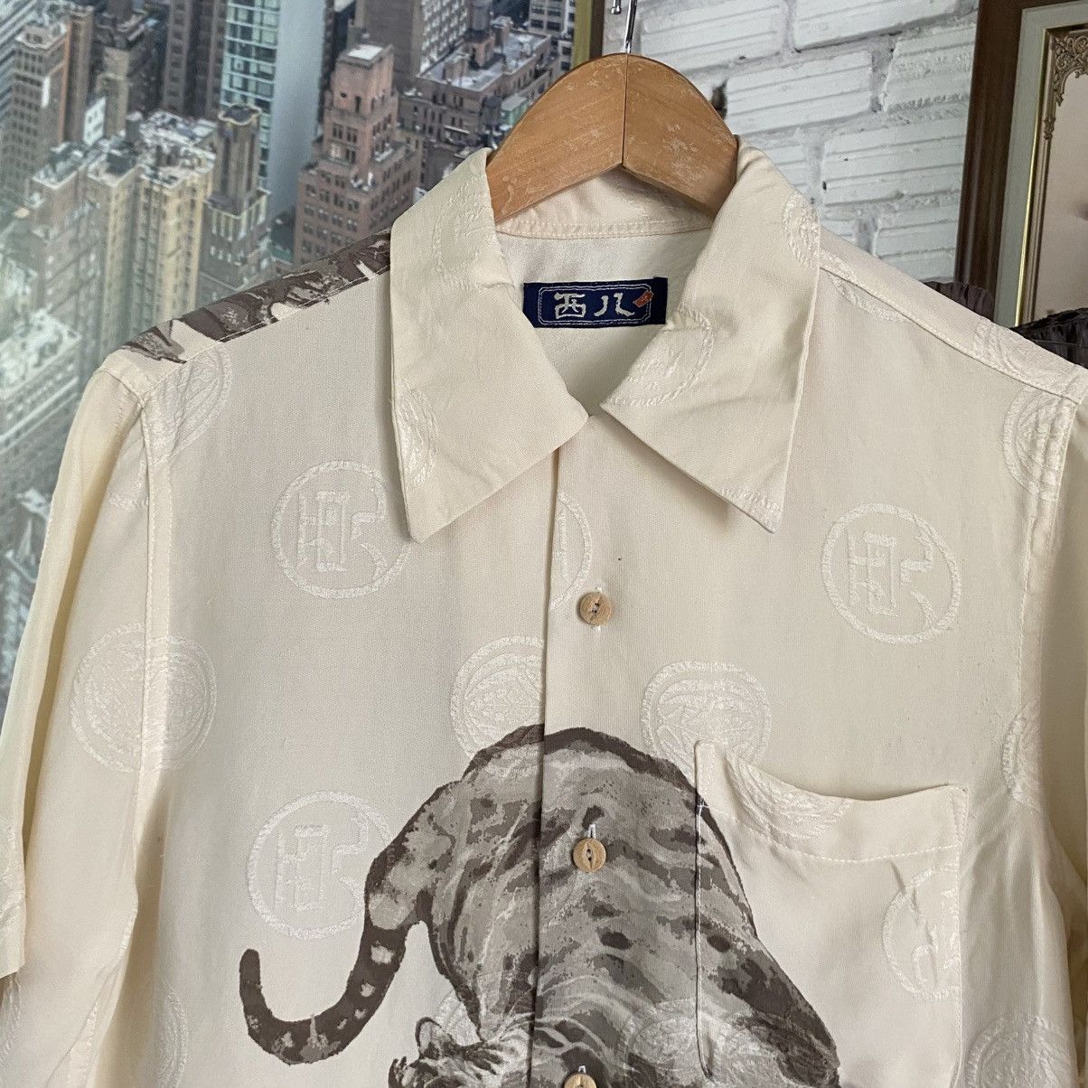 Designer Japan Brand Ivory Ink Tiger Shirt Size US M / EU 48-50 / 2 - 3 Thumbnail