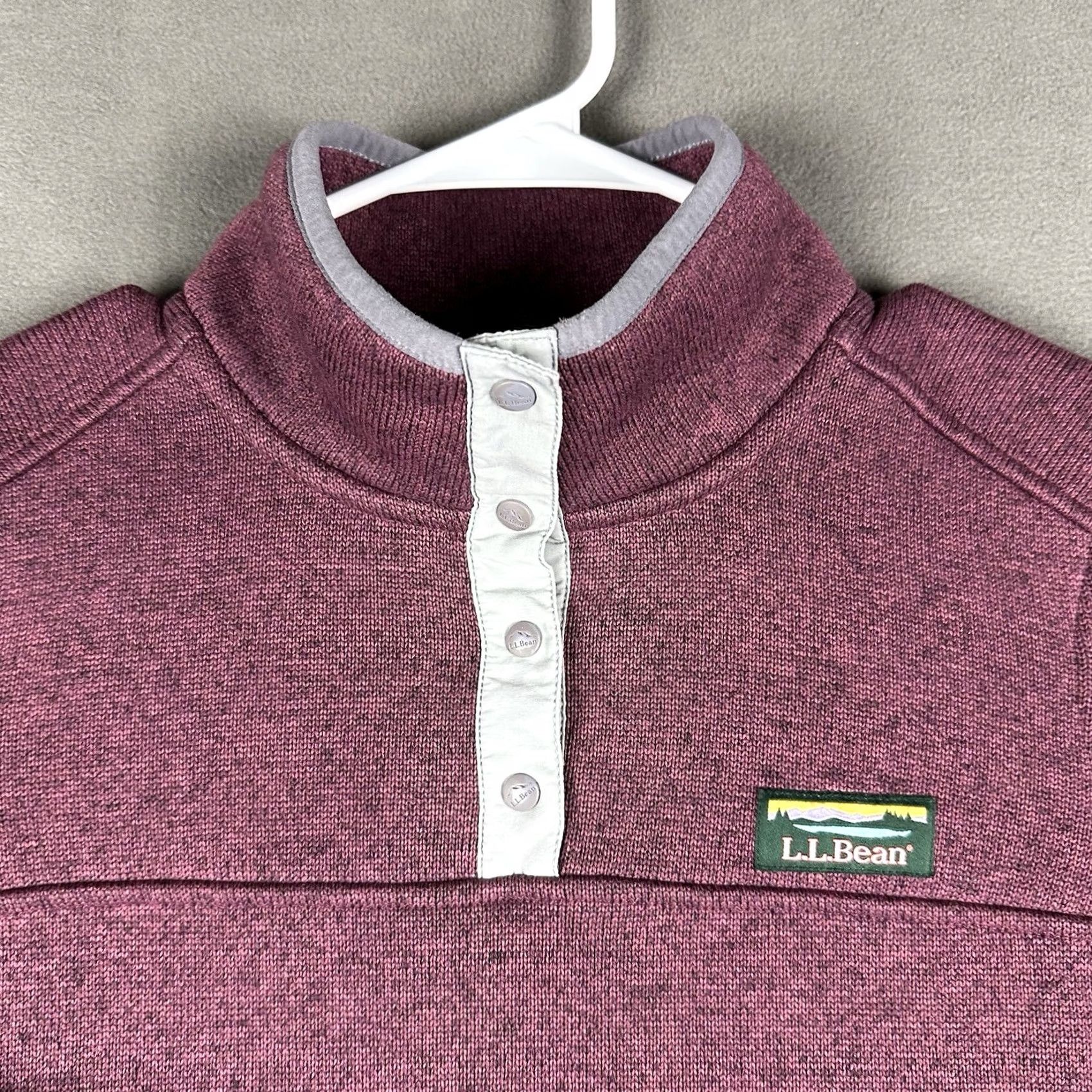 Vintage L.L. Bean Sweater Women M Pink Purple Fleece Pullover 1/4 Snap Jacket GUC Casual Wool? Size M / US 6-8 / IT 42-44 - 3 Thumbnail