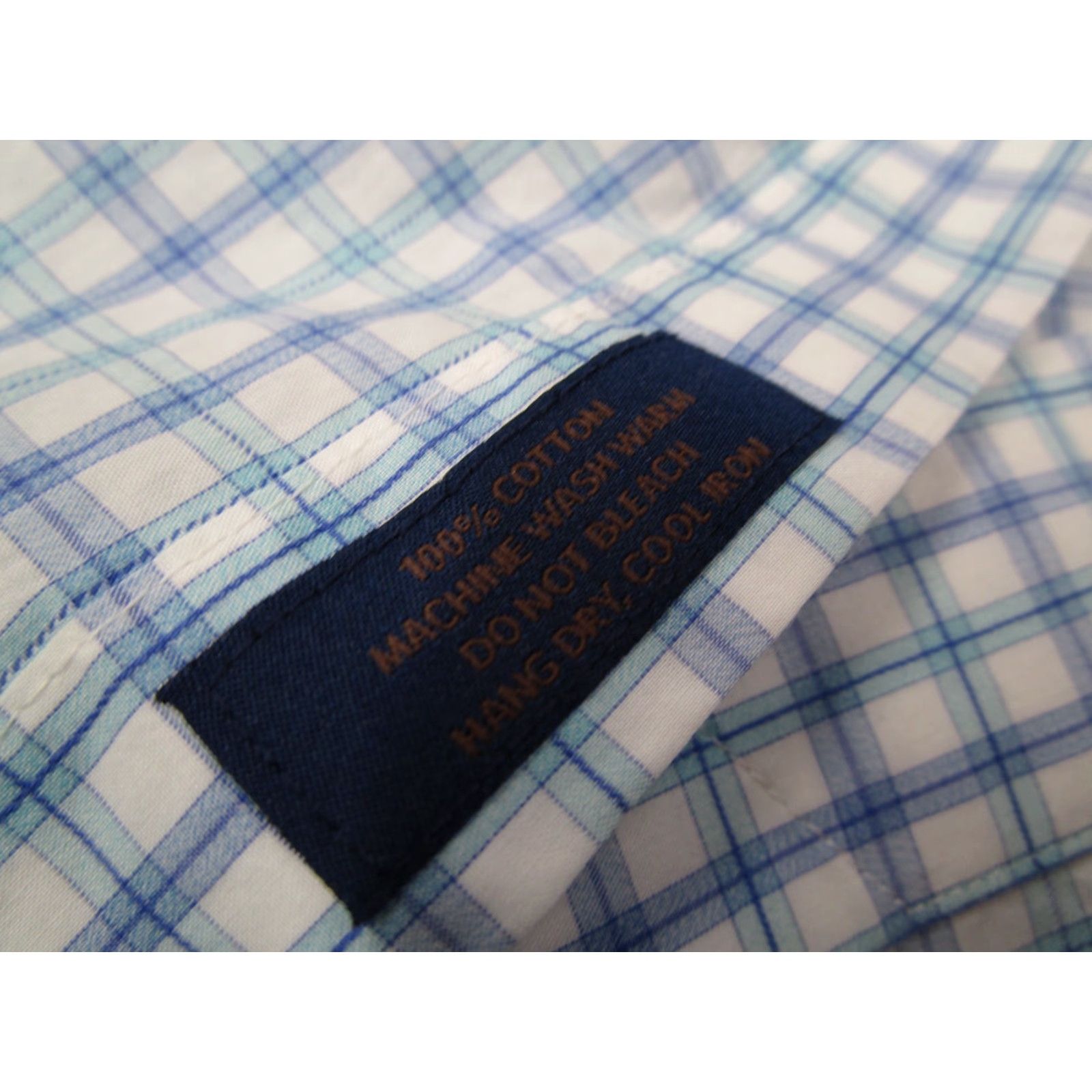David Donahue DAVID DONAHUE Dress Shirt Men Fusion blue check Long Sleeve Button Up Work 16.5 Large - 100% Cotton - Made in Vietnam Mens Size 42R - 5 Thumbnail