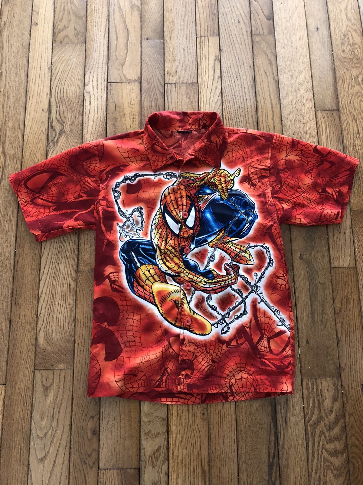 Marvel Comics × Vintage Y2K Spider-Man Over Print Button Up Shirt Size US XXS / EU 40 - 1 Thumbnail