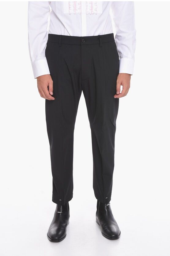 image of Dsquared2 Wool Blend Pully Trousers With Loose-Fit in Black, Men's (Size 32)