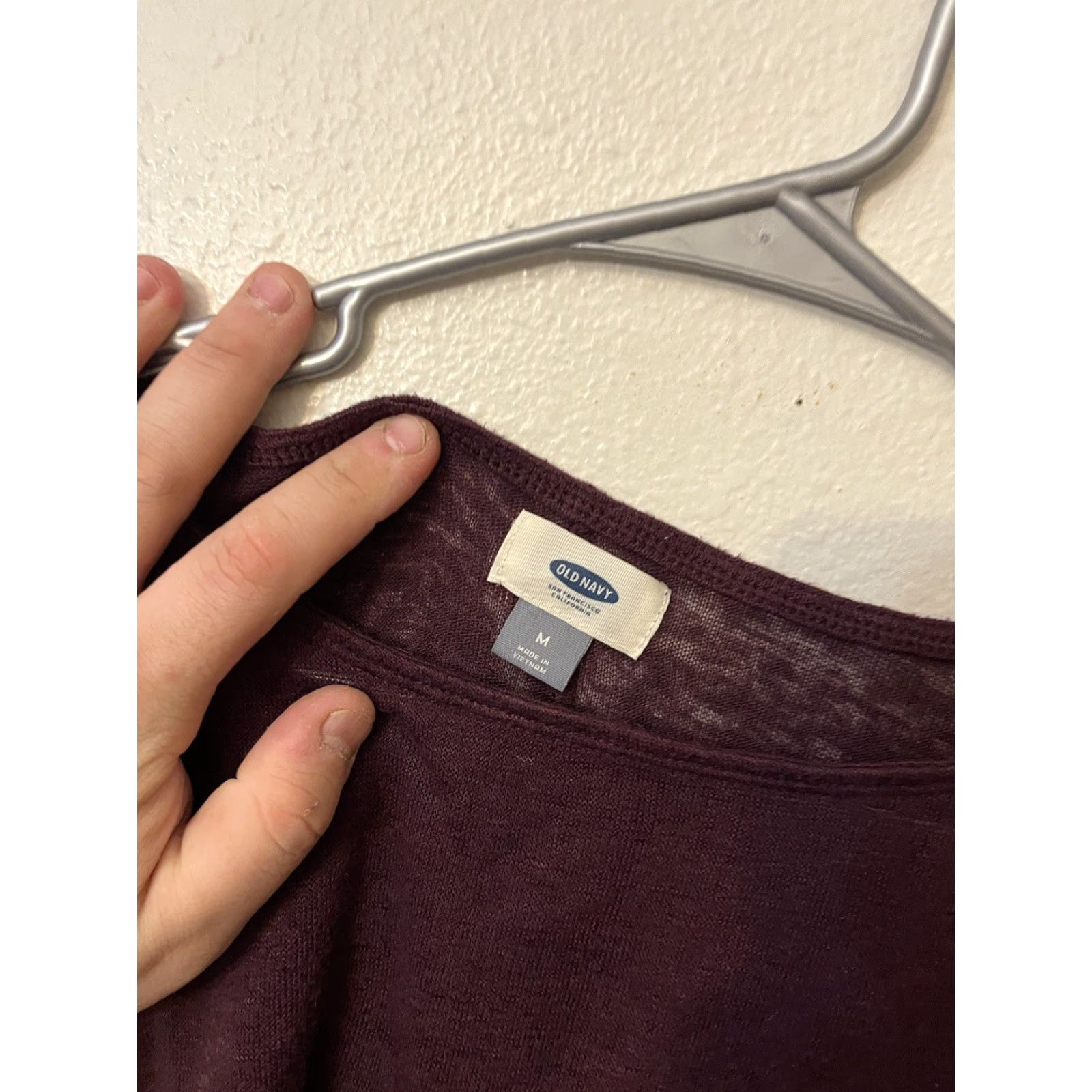 Old Navy Old Navy Maroon Vintage Y2K Fit Long Sleeve Round Neck Top Womens M Red Cotton T-Shirt Size M / US 6-8 / IT 42-44 - 3 Thumbnail