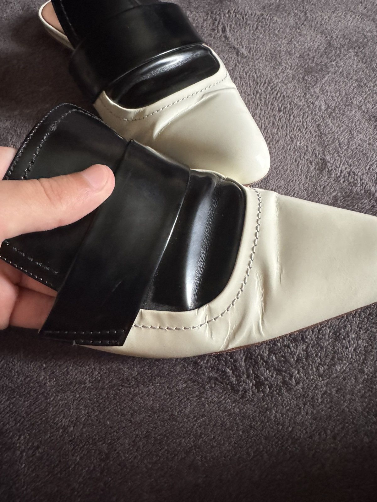 Marni Marni mules leather white and black vintage Size US 9 / IT 39 - 11 Thumbnail