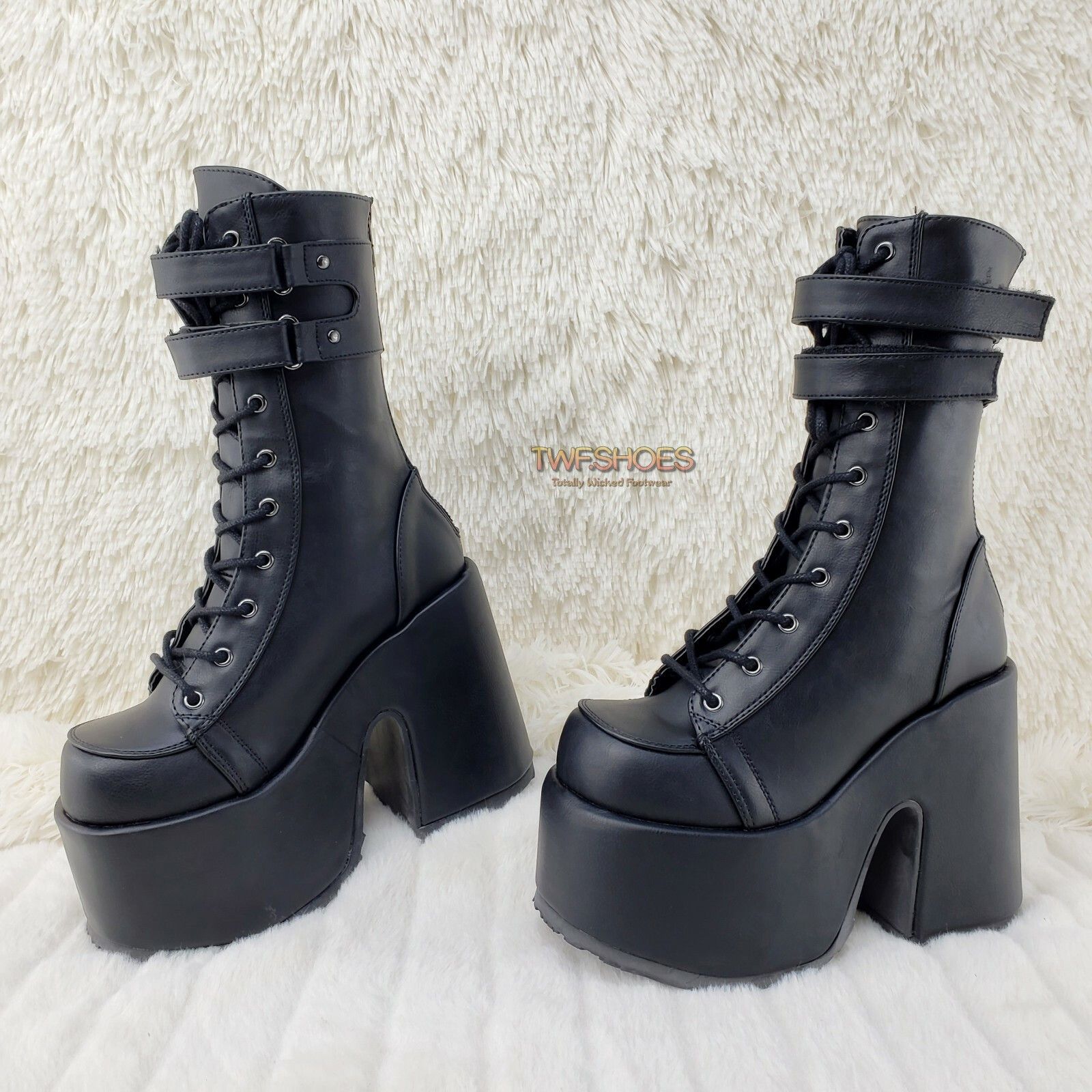 Other Camel 250 Stacked Black Matte Platform Goth Punk Calf Boot I Size US 9 / IT 39 - 9 Thumbnail
