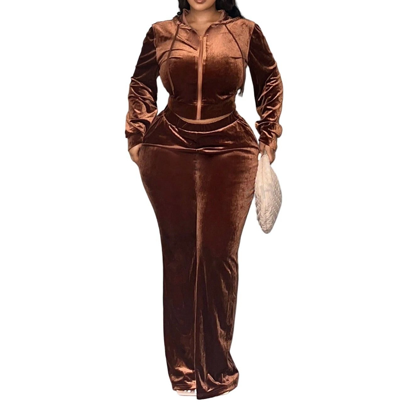 Shein Plus 2 Piece Velour Sweatpant and Cropped Hoodie Set 3XL Size 3XL / US 20-22 - 1 Preview