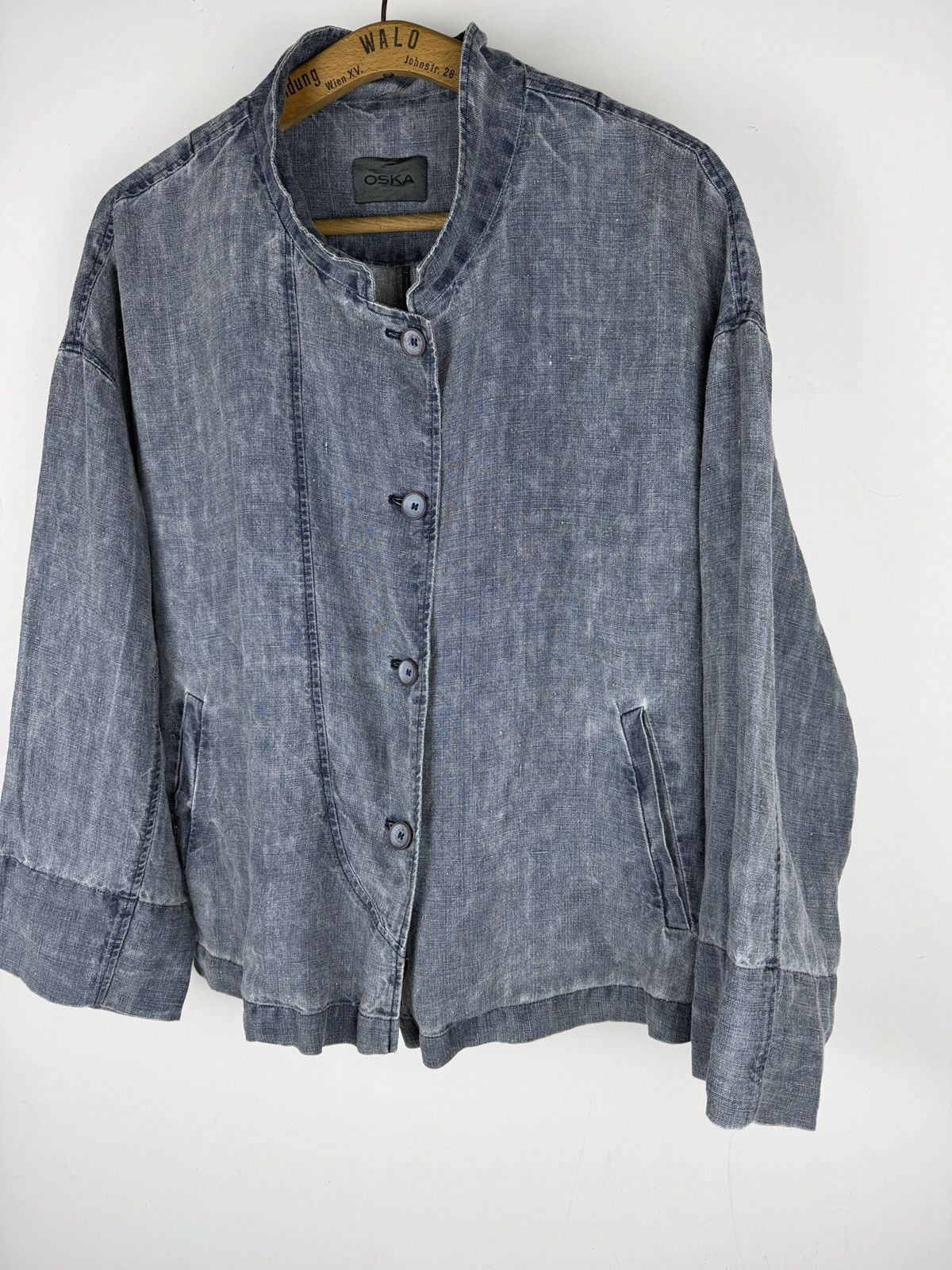 OSKA OSKA Blue Linen Washed Button Up Jacket Blazer Coat Size 2 Size M / US 6-8 / IT 42-44 - 4 Thumbnail