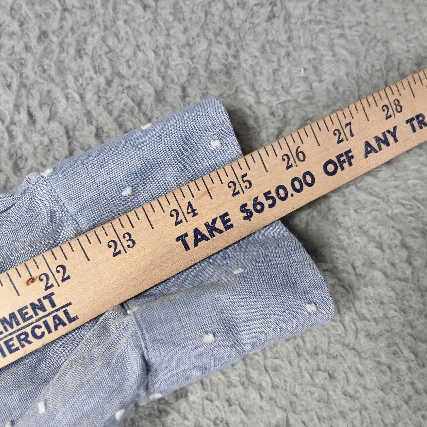 Vintage Ledbury Dress Shirt Men's XL 17.5 Blue Dot Oxford Classic Fit Long Sleeve Button-Down Collared Wrinkle Resistant Size 46R - 6 Thumbnail