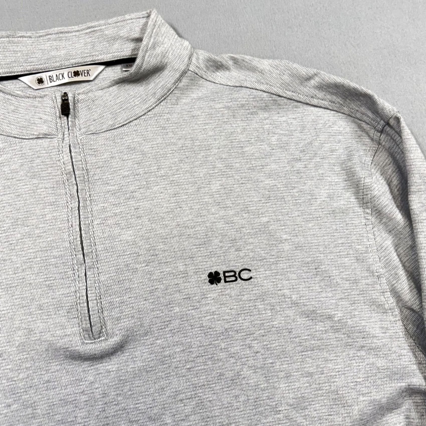 Vintage Black Clover Pullover Mens 2XL Gray 1/4 Zip Long Sleeve Golf Performance Top Size US XXL / EU 58 / 5 - 2 Thumbnail