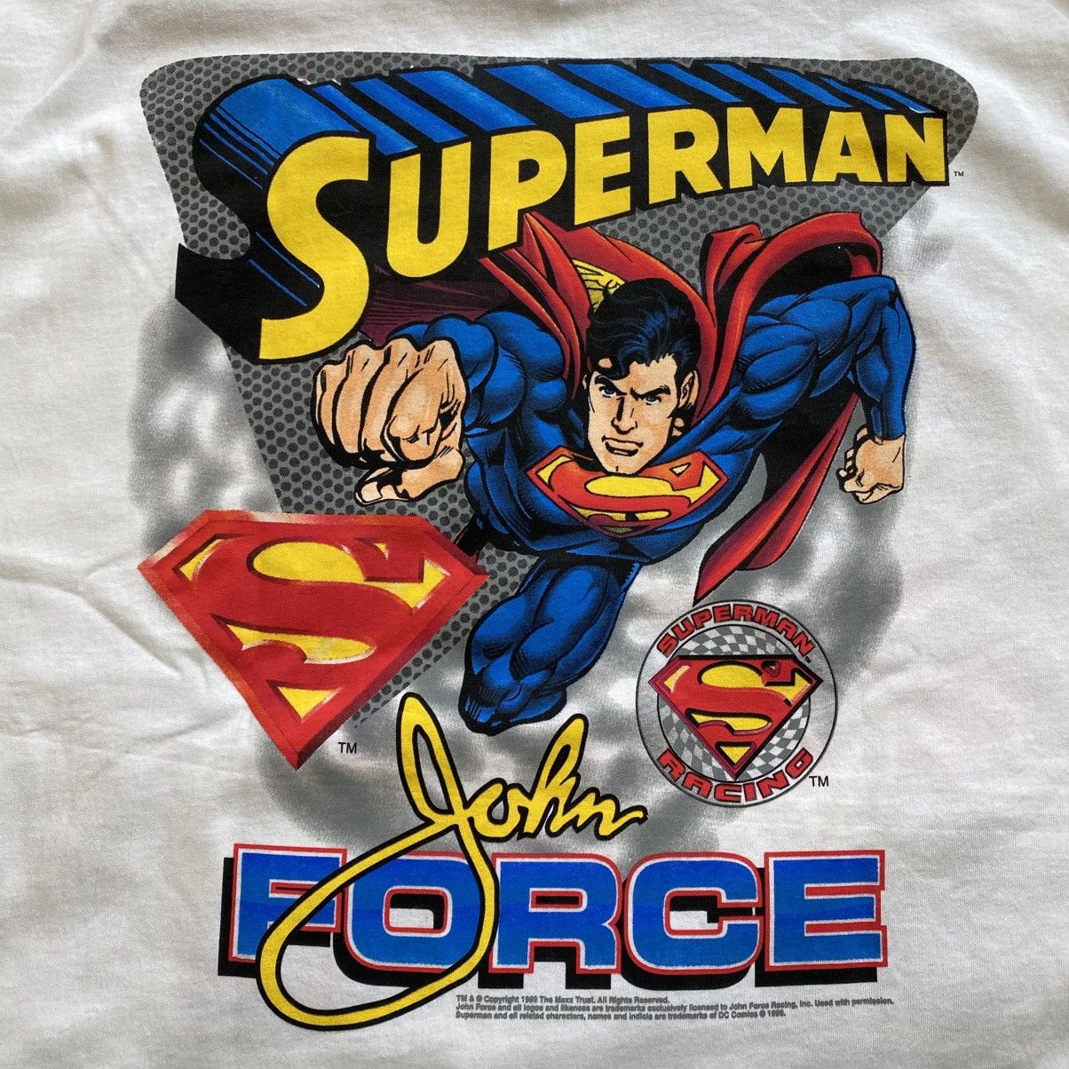 NASCAR Vintage Nascar John Force T-Shirt Superman Warner Bros 1990s Size US XL / EU 56 / 4 - 6 Thumbnail