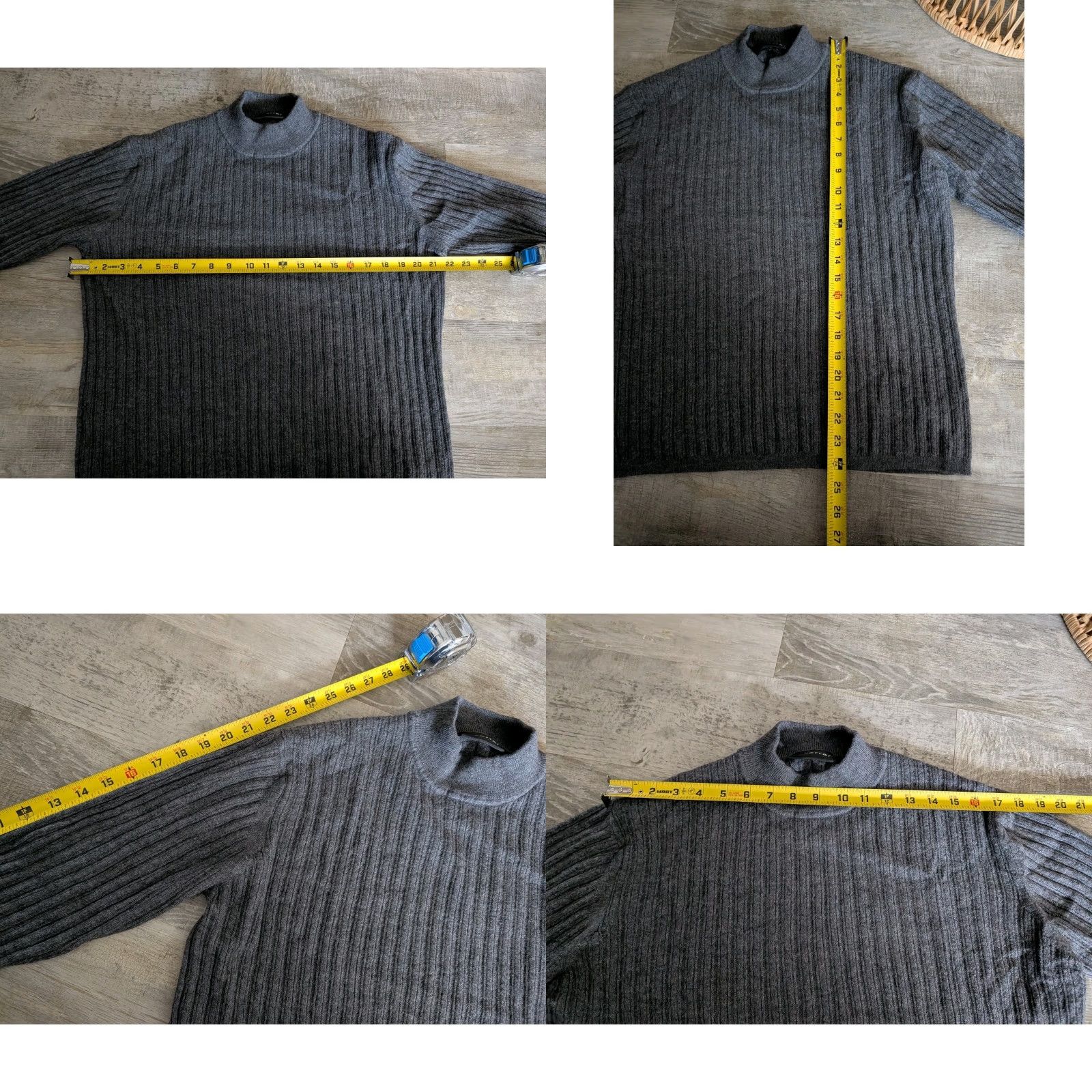 Vintage J. Ferrar Men's Sweater Merino Wool L Gray Crew Neck Pullover Long Sleeve Size US L / EU 52-54 / 3 - 8 Thumbnail
