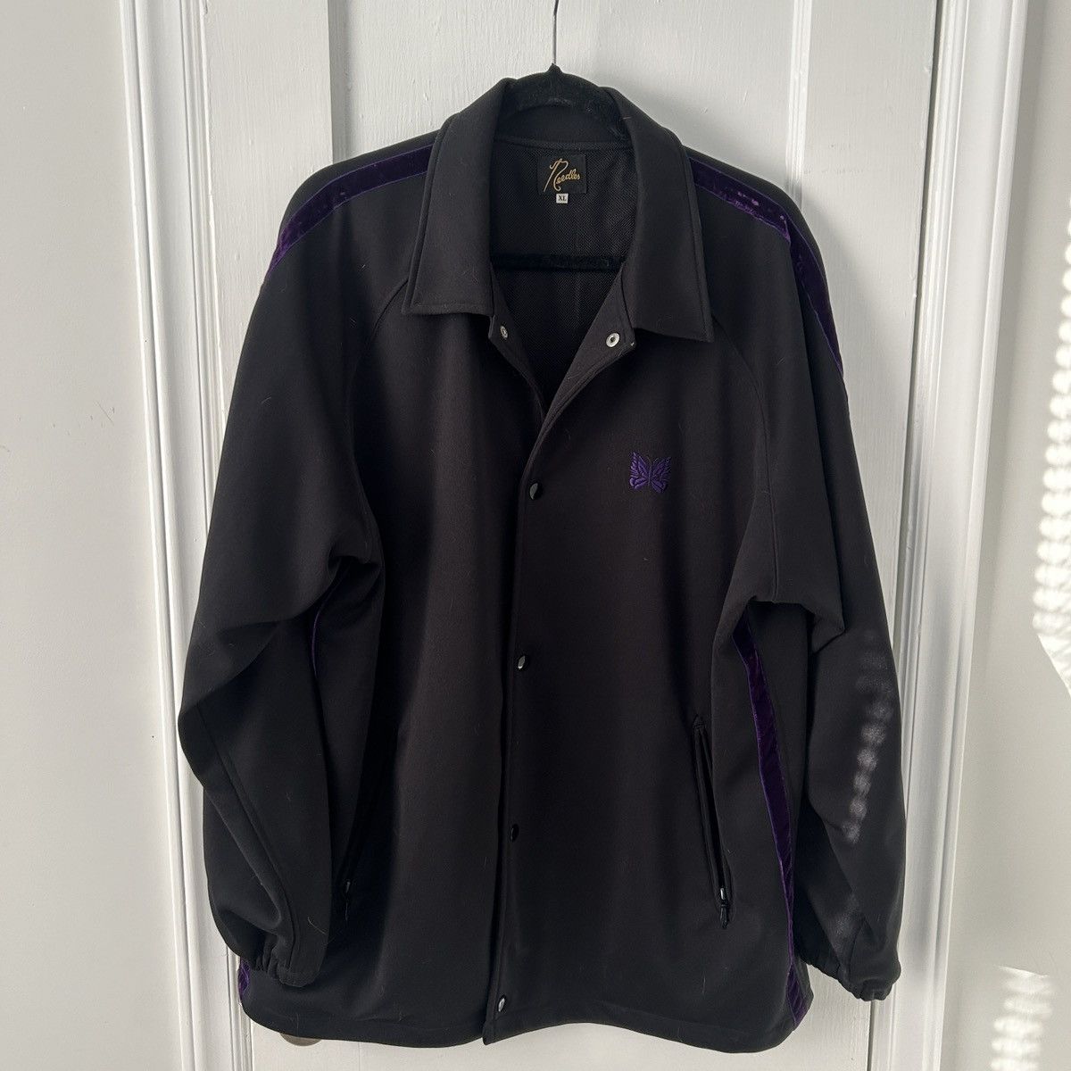 Needles logo-embroidered Velour Track Jacket | Black | FARFETCH