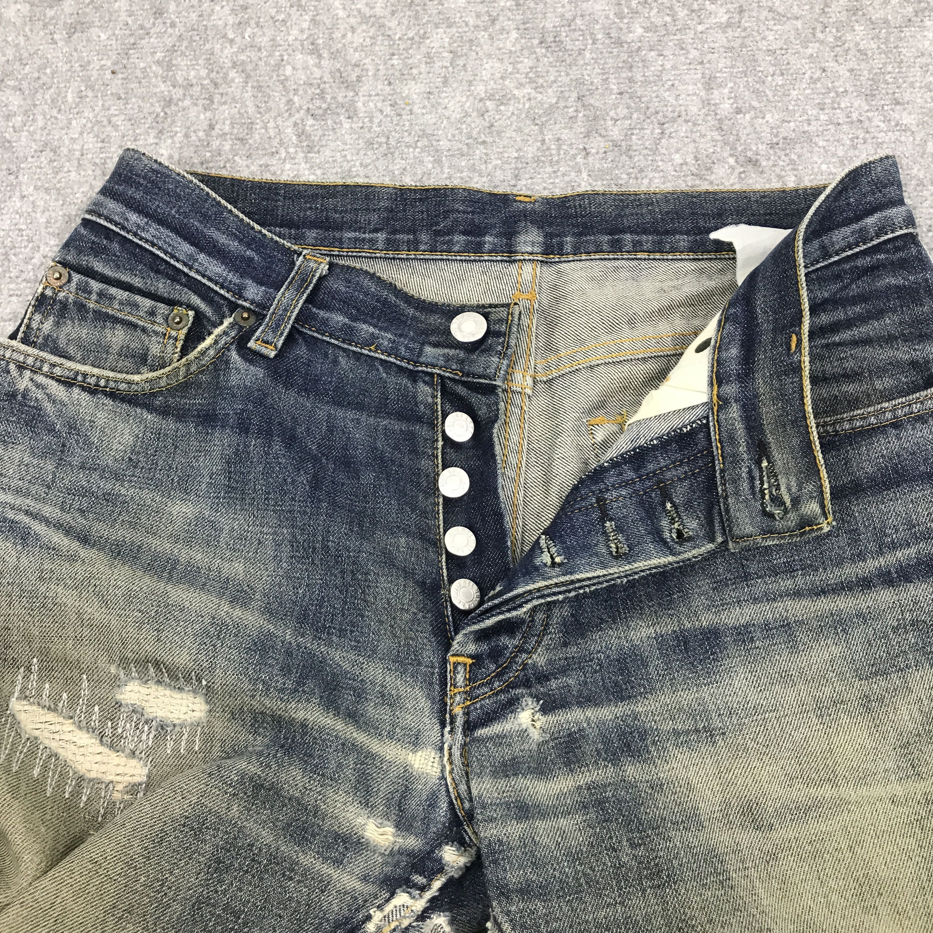 Helmut Lang 1998 HELMUT LANG DISTRESSED DENIM PANTS Size US 30 / EU 46 - 7 Thumbnail