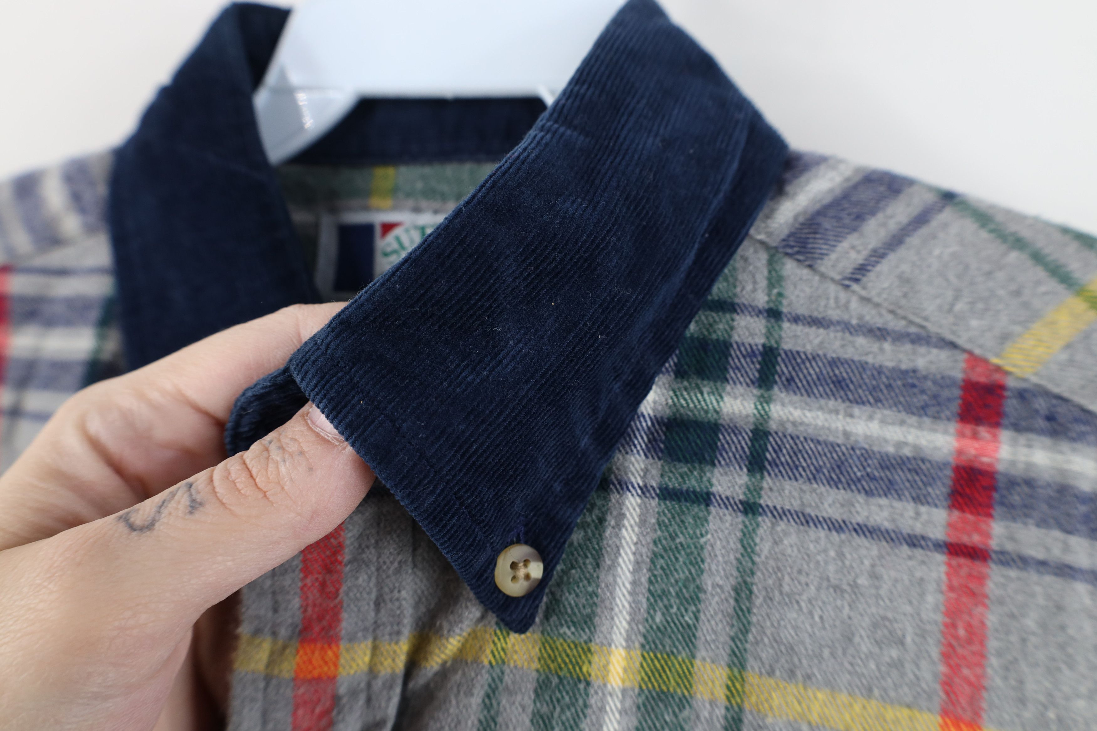 Vintage Vintage 90s Streetwear Corduroy Collar Button Down Shirt Size US M / EU 48-50 / 2 - 8 Thumbnail