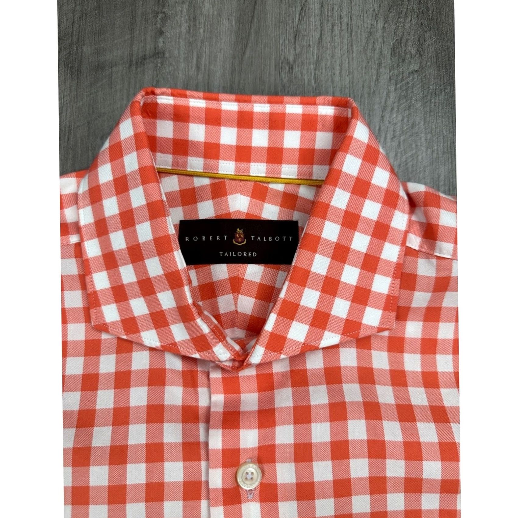 Robert Talbott Robert Talbott Tailored Coral Gingham Long Sleeve Button Down Medium Men’s Regular Brown Coral White Shirt Size US M / EU 48-50 / 2 - 5 Thumbnail