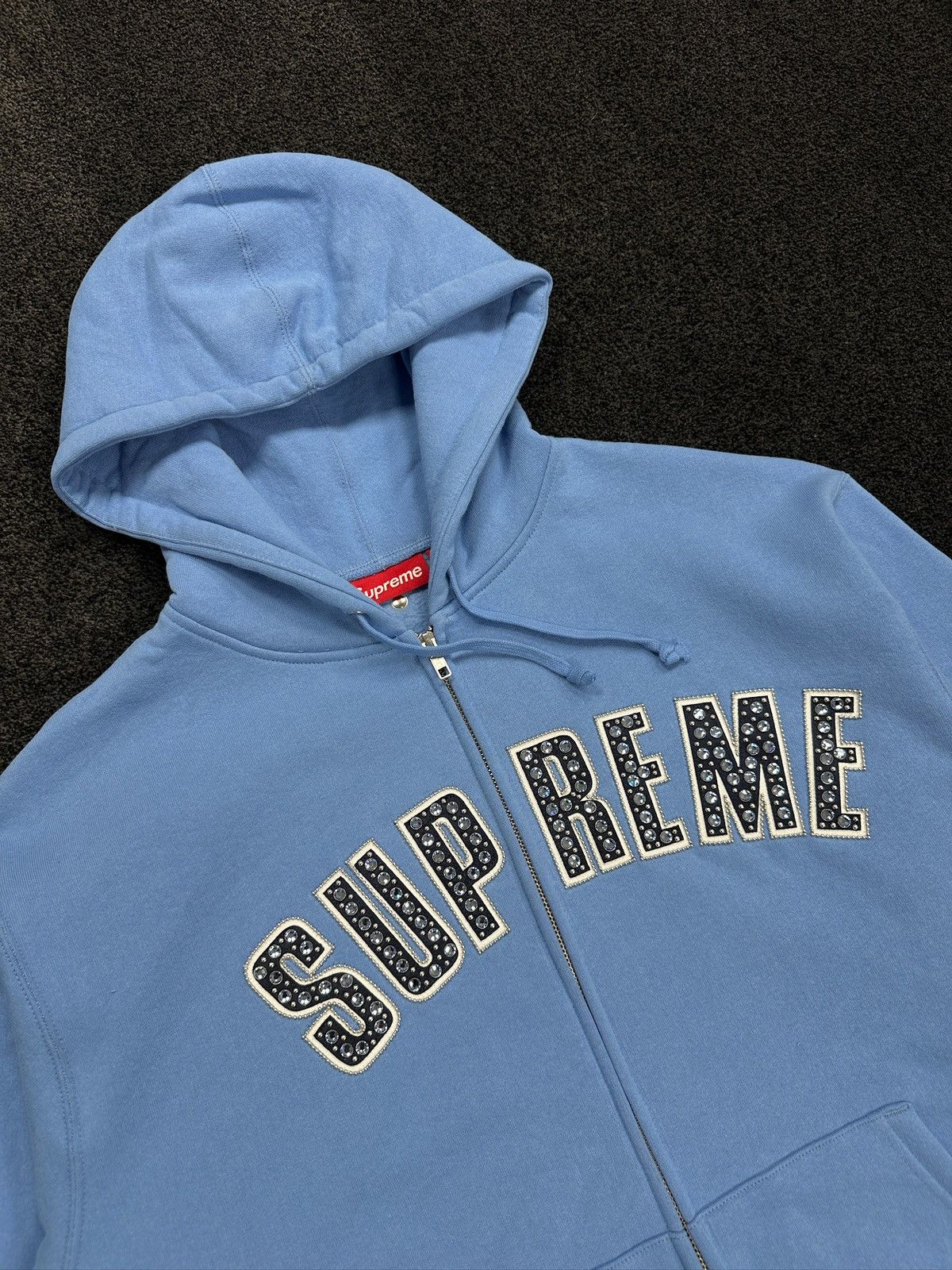 B.B. Simon × Supreme Supreme b.b. Simon Studded Zip Up Hoodie Baby Blue Size US M / EU 48-50 / 2 - 2 Thumbnail