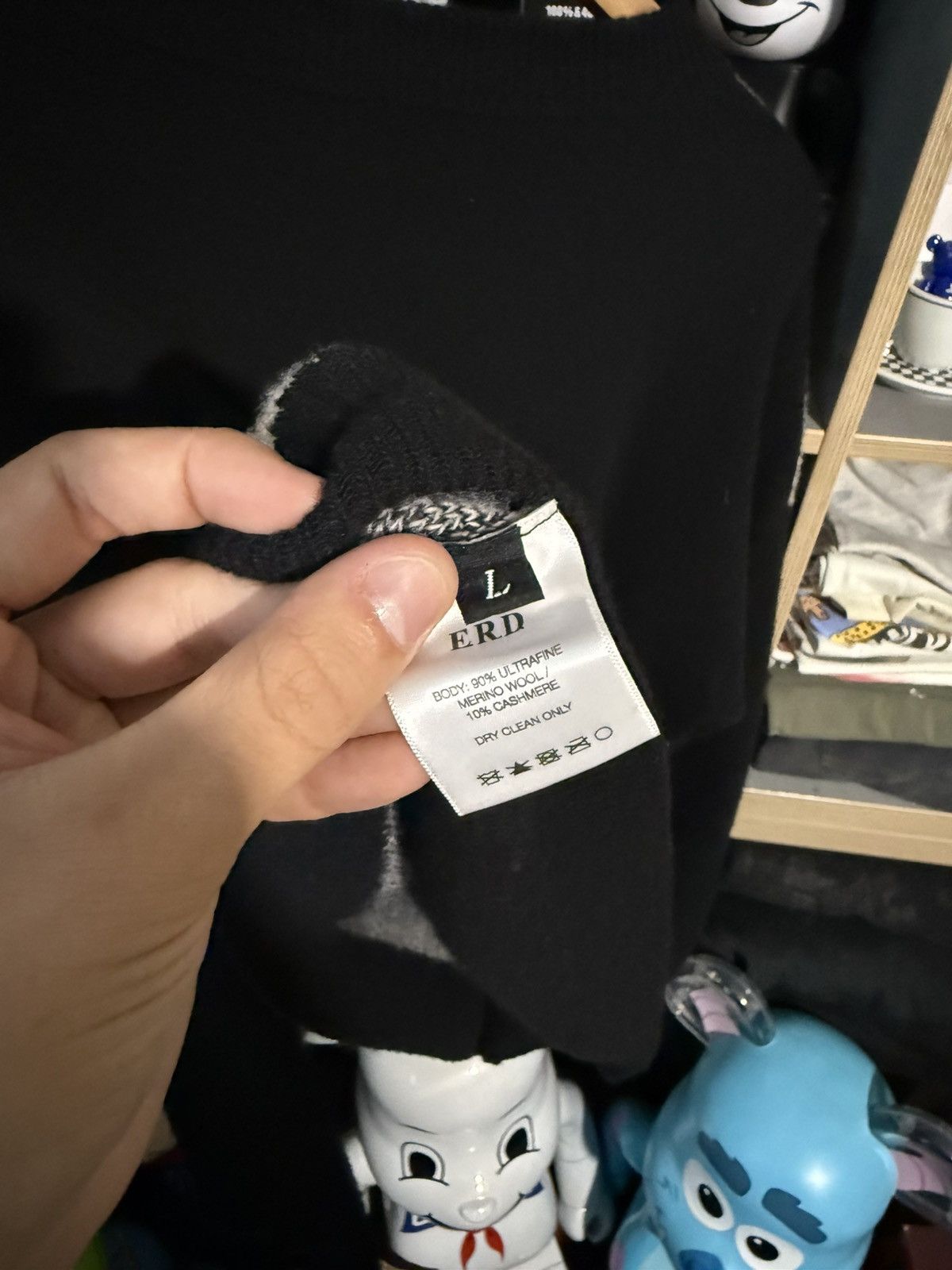 Enfants Riches Deprimes ERD Black/White Intarsia Knit Cashmere/Wool Sweater Size US L / EU 52-54 / 3 - 5 Thumbnail