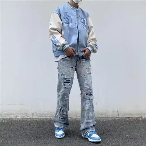 High Sport L..A Palm Tree Patch Graphic Blue Varsity Jacket Size US XL / EU 56 / 4 - 3 Thumbnail