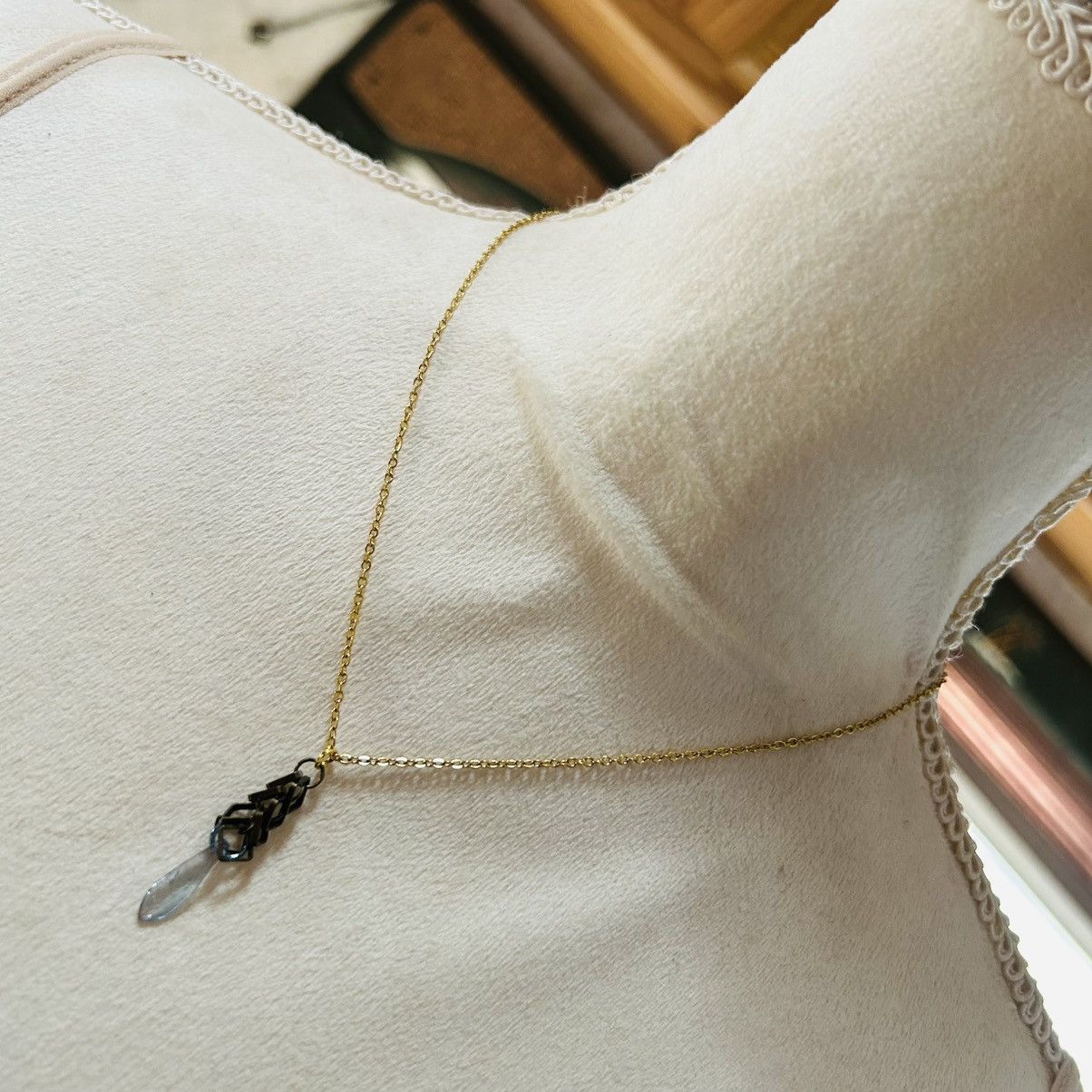 Handmade Vintage clear raindrop glass crystal chandelier necklace Size ONE SIZE - 1 Thumbnail