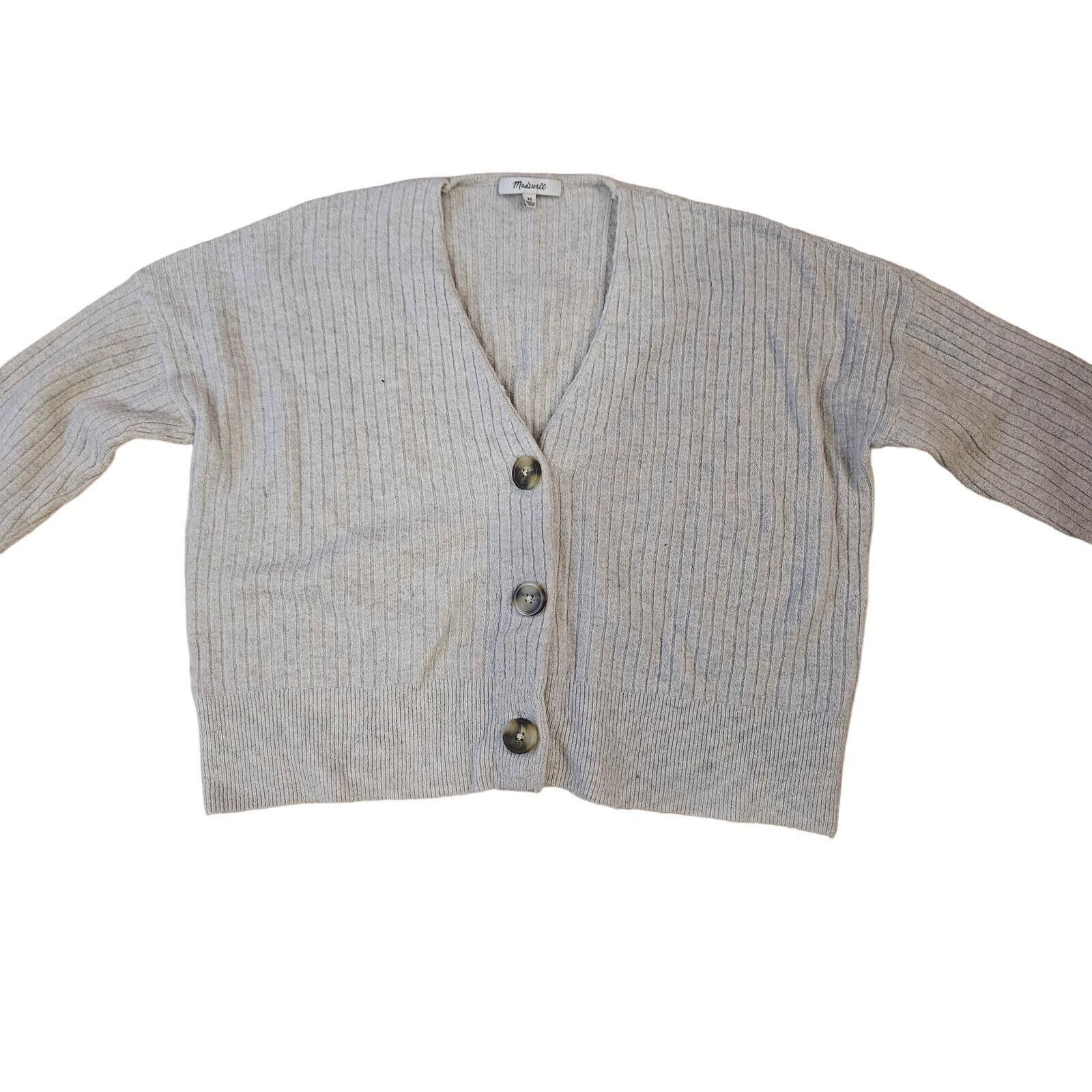 Madewell Madewell Ribbed Button Down Cardigan Light Gray Size X Small Size XS / US 0-2 / IT 36-38 - 1 Thumbnail