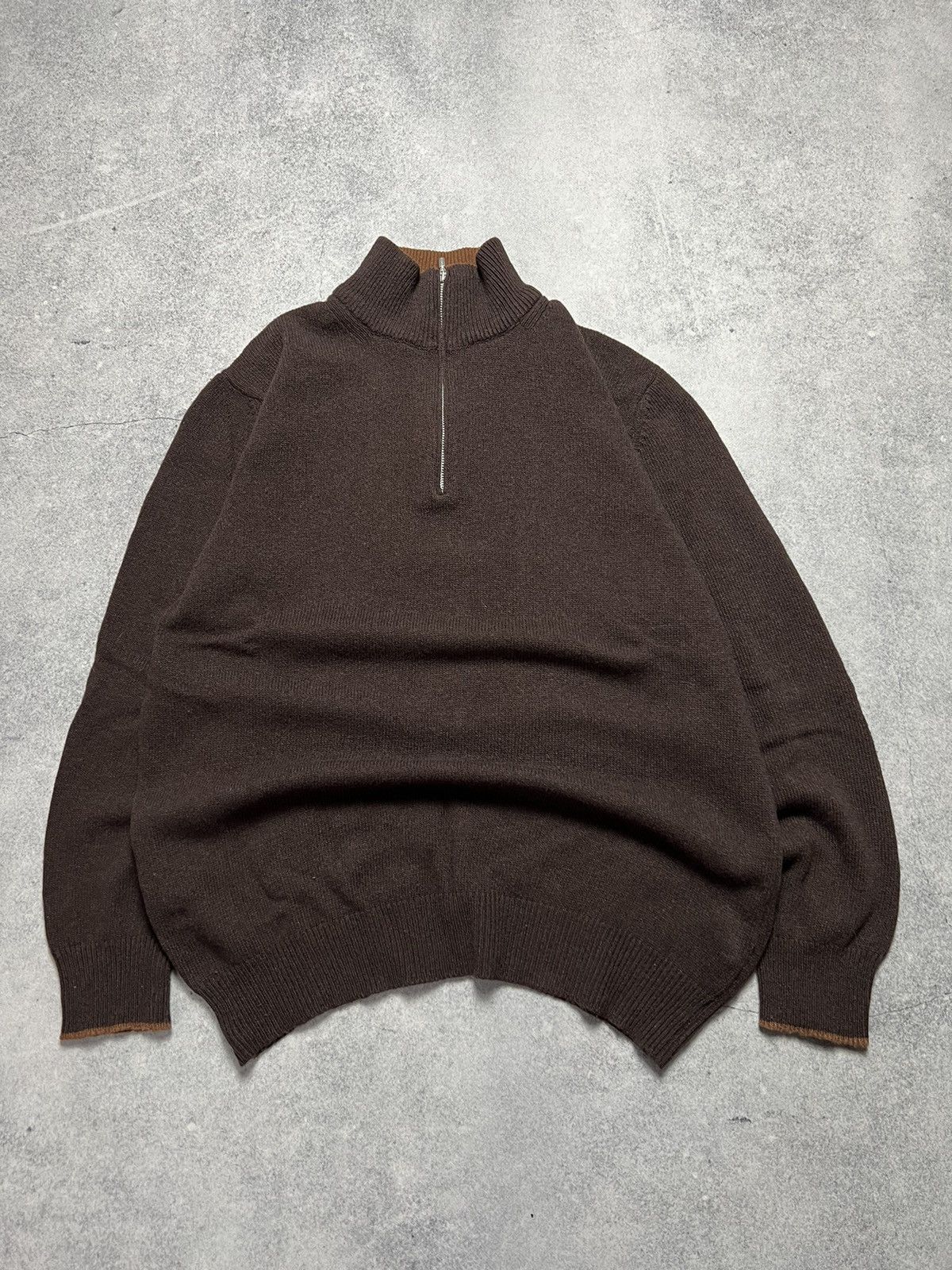 Boggi Vintage Boggi Faded 1/4 Zip Old Money Wool Knit Sweater Size US L / EU 52-54 / 3 - 1 Thumbnail