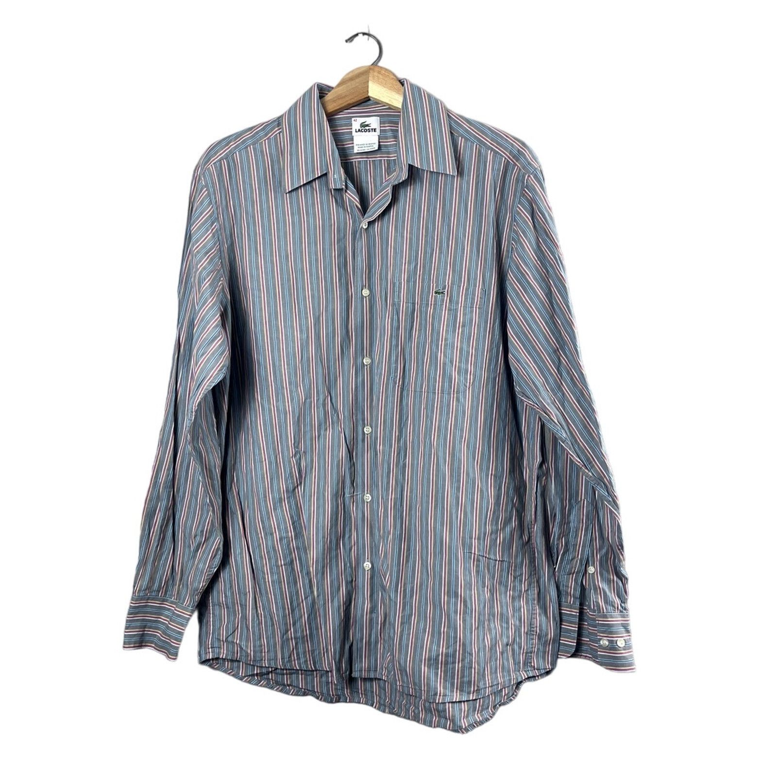 Lacoste Men's Colorful Striped Lacoste Button Up Shirt 42 Size US L / EU 52-54 / 3 - 1 Thumbnail
