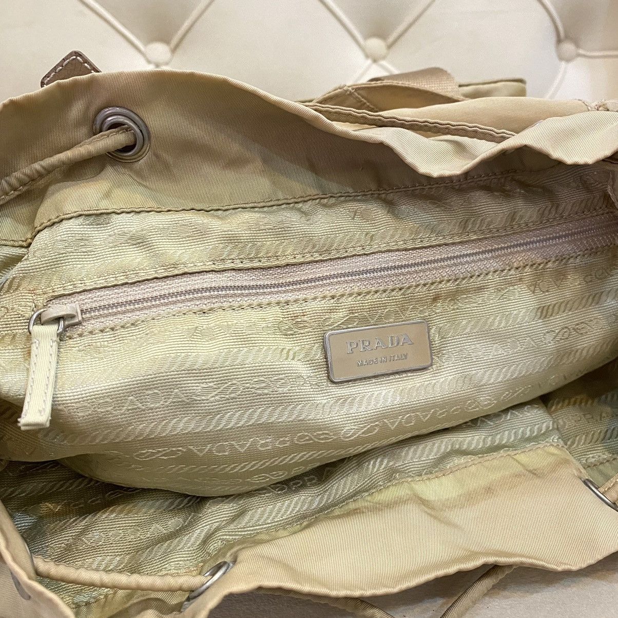Prada × Vintage Vintage Prada Cammello Brown Nylon Vela Backpack Size ONE SIZE - 15 Thumbnail
