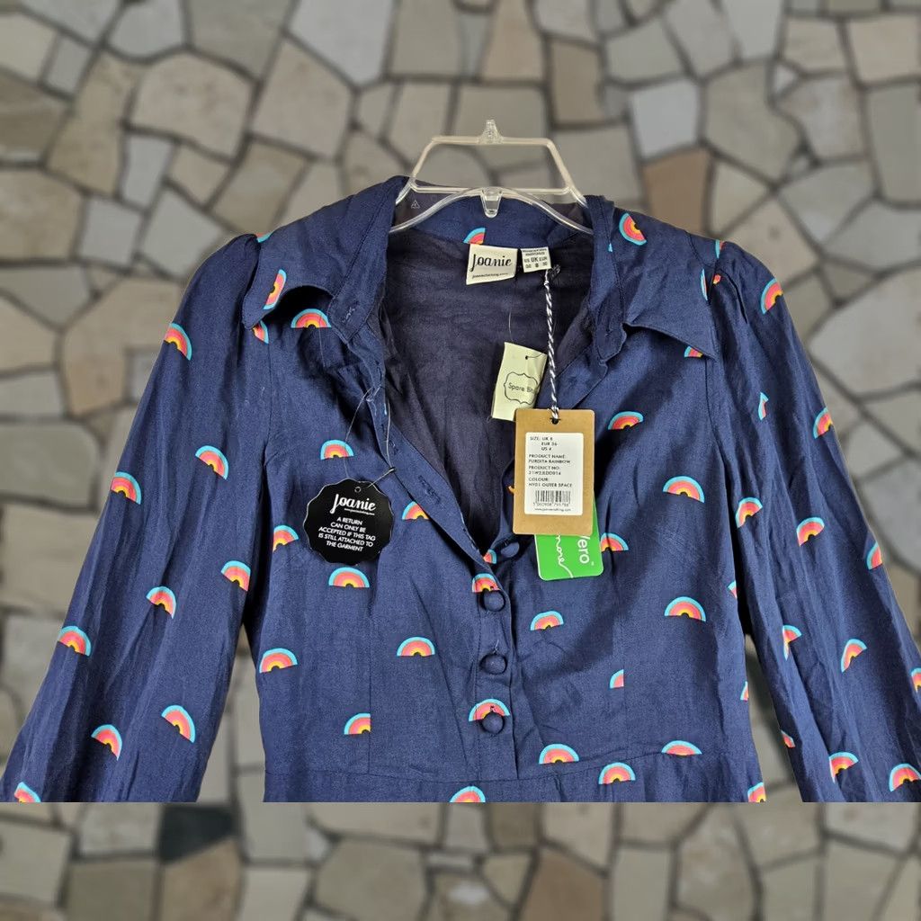 Rainbow Joanie Dress Women Long Sleeve Rainbow EcoVero Size 4 Colorful Fit & Flare Short Length 36" Multicolor NWT Size S / US 4 / IT 40 - 1 Thumbnail