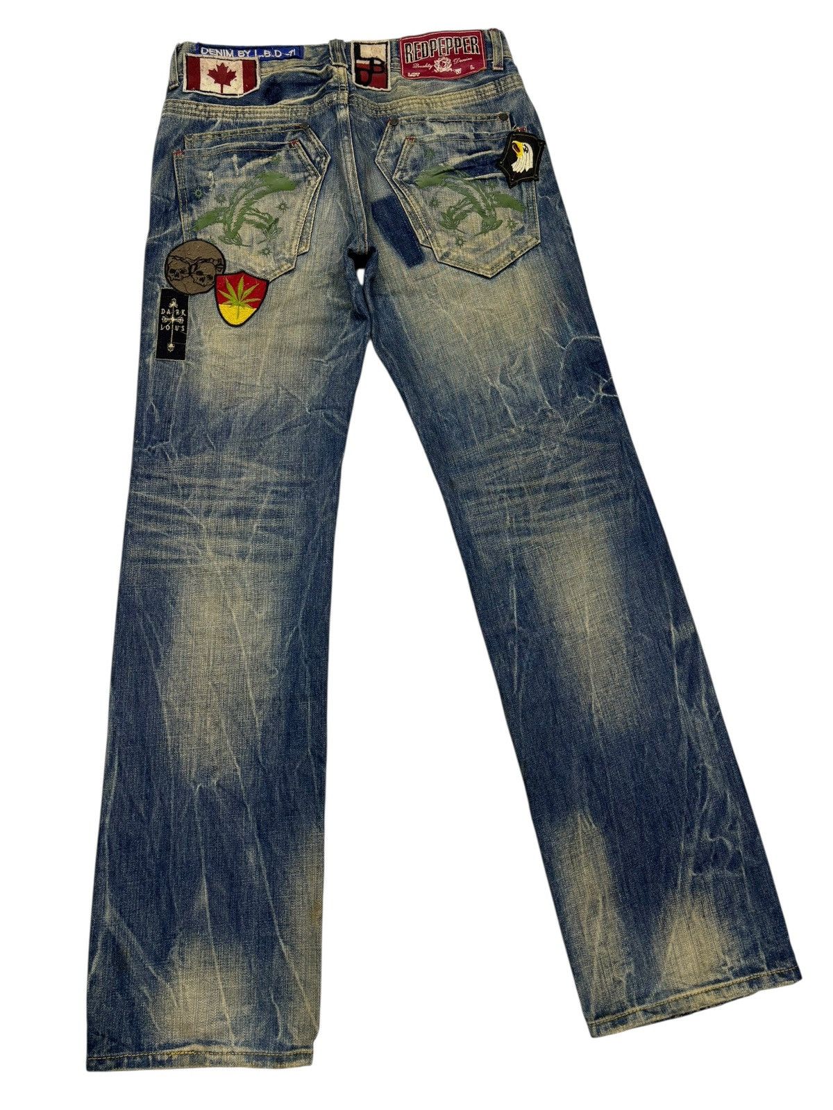 If Six Was Nine Rare Red Pepper Japan Patchwork Denim Jeans Size US 32 / EU 48 - 4 Thumbnail