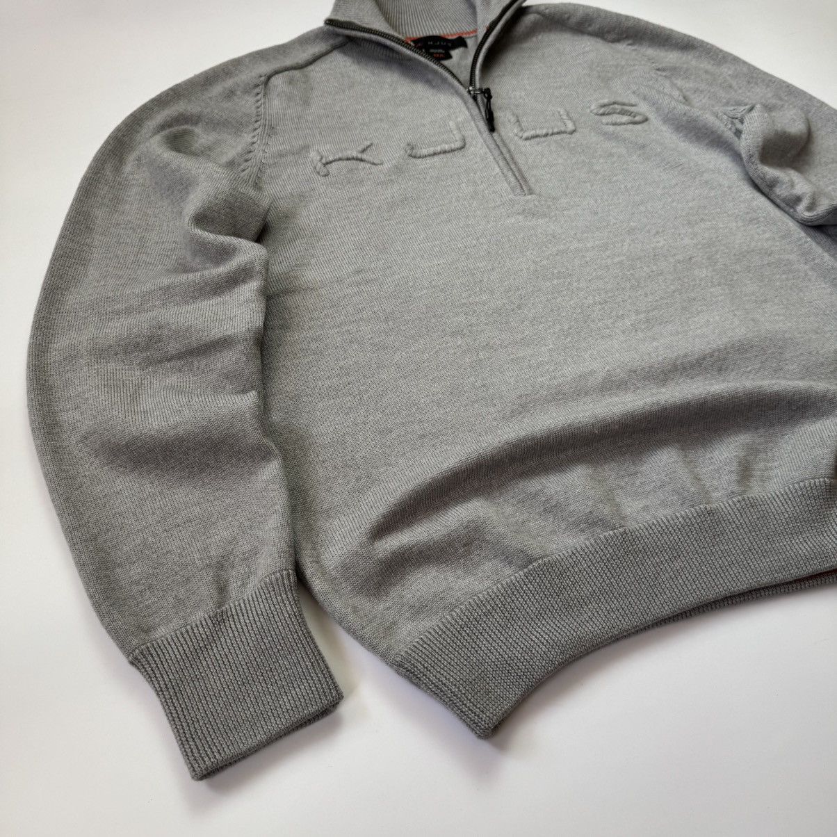 KJUS Gray Kjus 1/3 Zip Sweater Merino Wool Big Logo Old Money Size US L / EU 52-54 / 3 - 2 Thumbnail