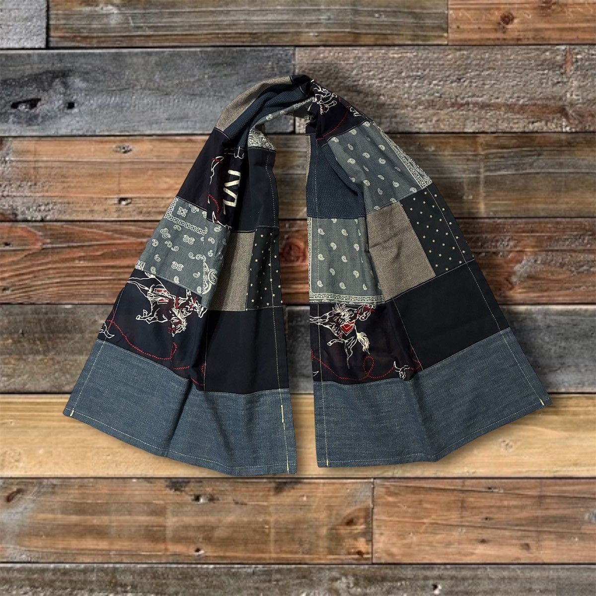 RRL Ralph Lauren CUSTOM RRL/ RL PATCHWORK SCARF (100% UPCYCLED RRL FABRICS) Size ONE SIZE - 2 Thumbnail