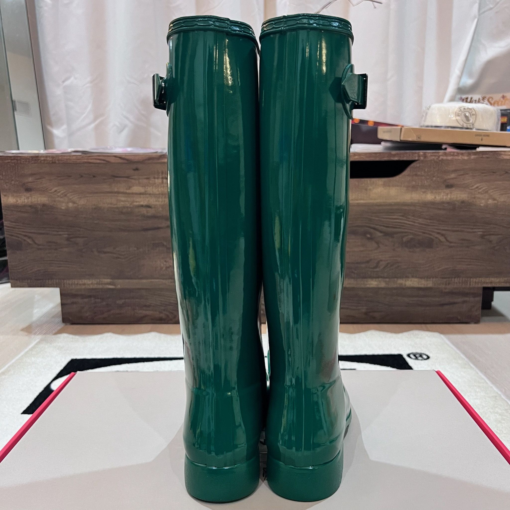 Hunter Hunter Original Tour Tall Gloss Green Winter Rain Boots Size US 5 / IT 35 - 5 Thumbnail