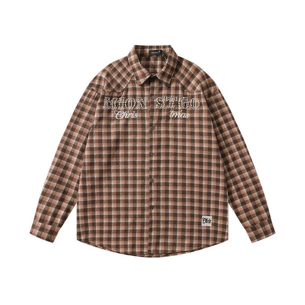 Vintage Men's loose casual retro plaid long-sleeved shirt Size US M / EU 48-50 / 2 - 1 Thumbnail
