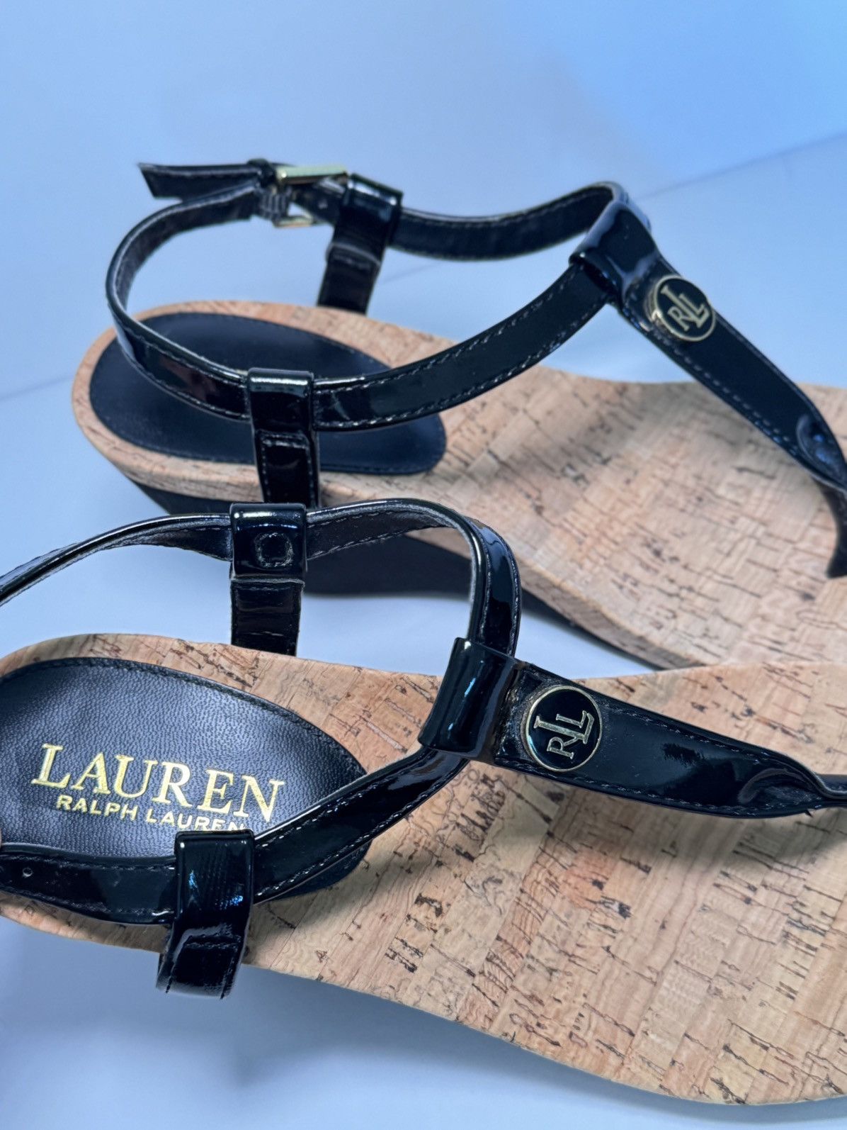 Lauren Ralph Lauren Lauren Ralph Lauren black patent cork wedge sandals Size US 6 / IT 36 - 11 Thumbnail