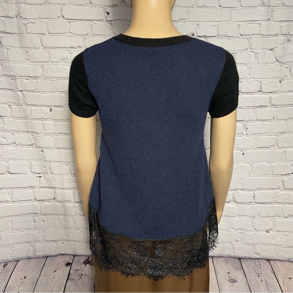 Other NWT New Aqua Cashmere Two Tone Tee Short Sleeve Black Navy Size XS / US 0-2 / IT 36-38 - 6 Thumbnail