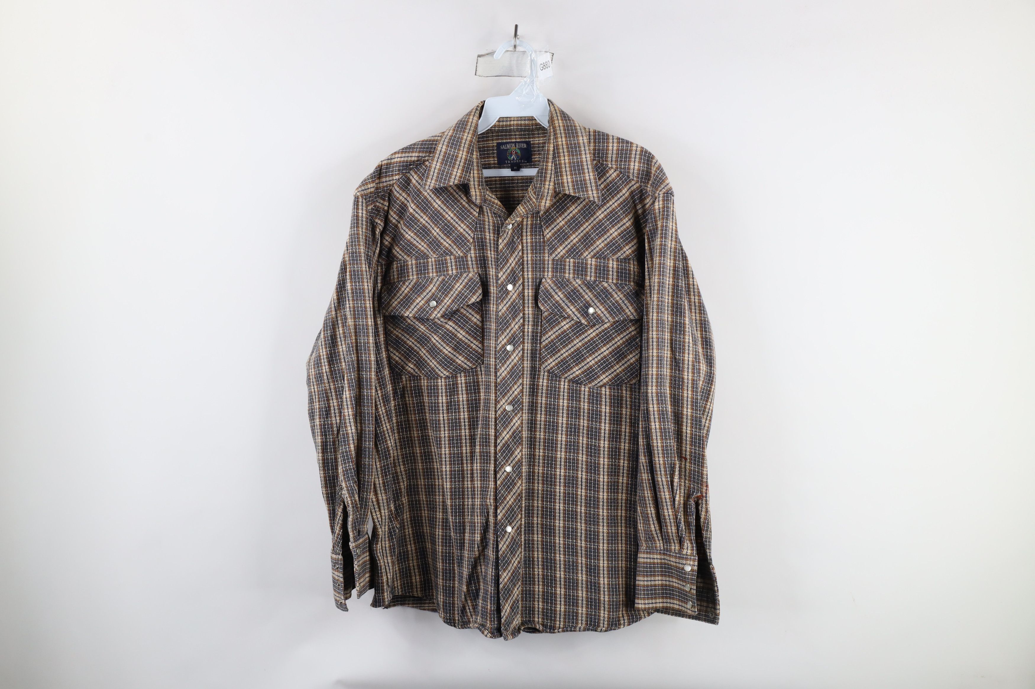 Vintage Vintage 90s Streetwear Flannel Snap Button Shirt Plaid Size US M / EU 48-50 / 2 - 1 Thumbnail