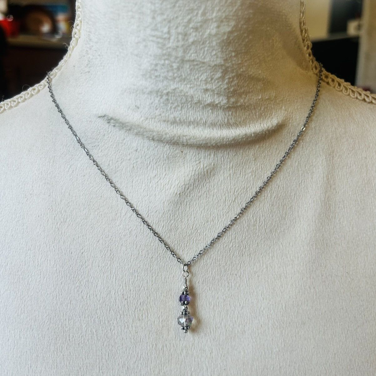 Handmade Handcrafted amethyst aurora borealis crystal necklace set Size ONE SIZE - 4 Thumbnail