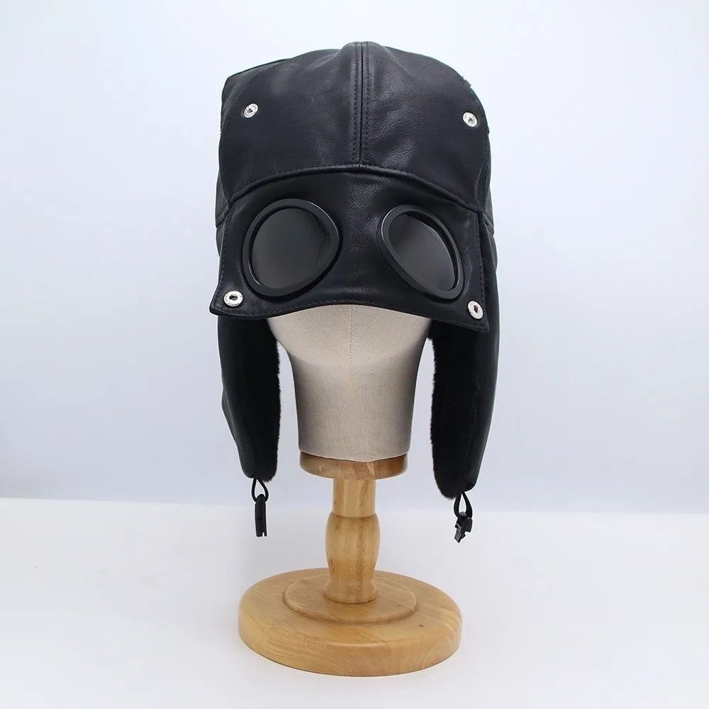 Other Retro Bomber PU Leather Fluff Pilot Hat Size ONE SIZE - 5 Thumbnail